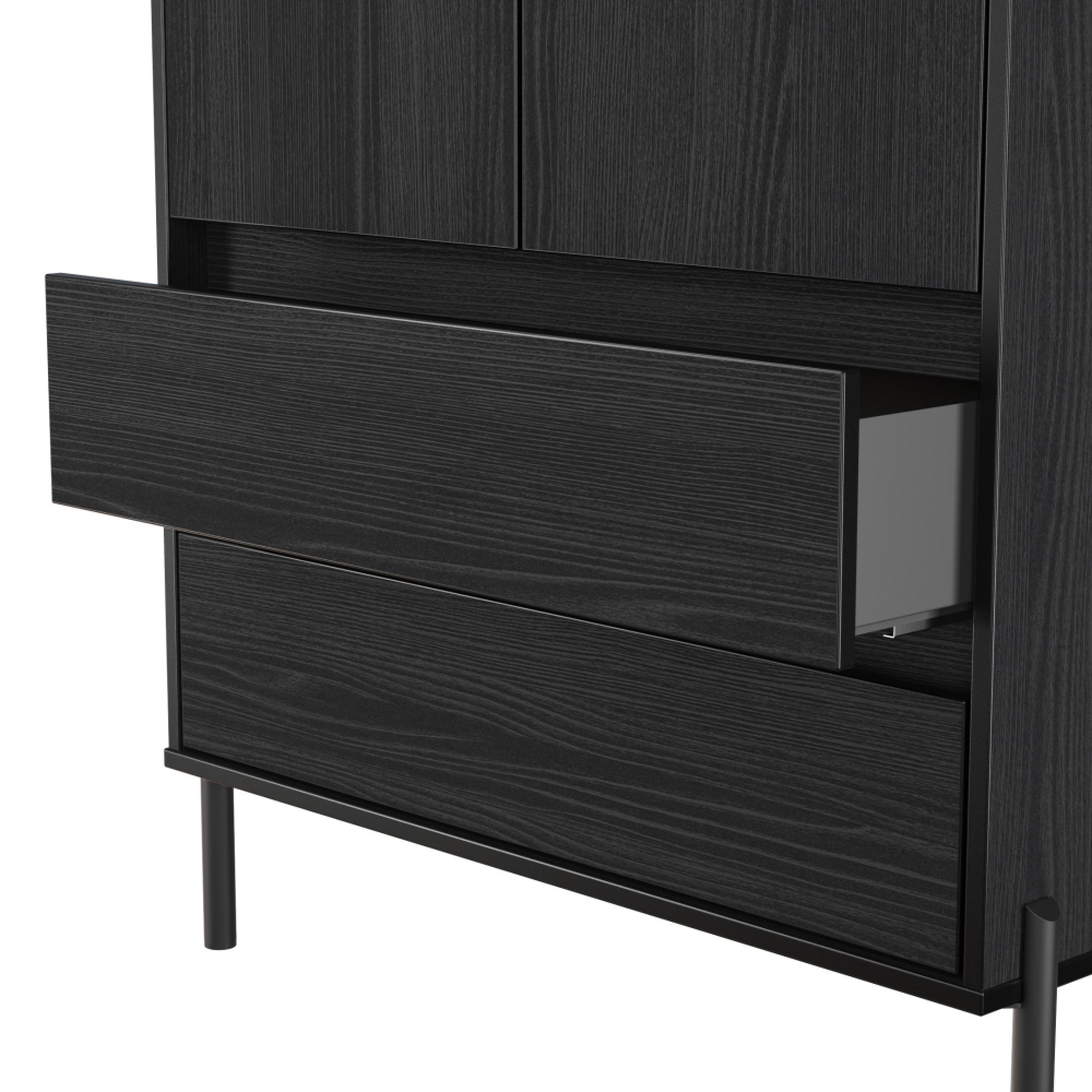 Leona Wardrobe - 2 Door - 2 Drawer - Tall - Black Ash