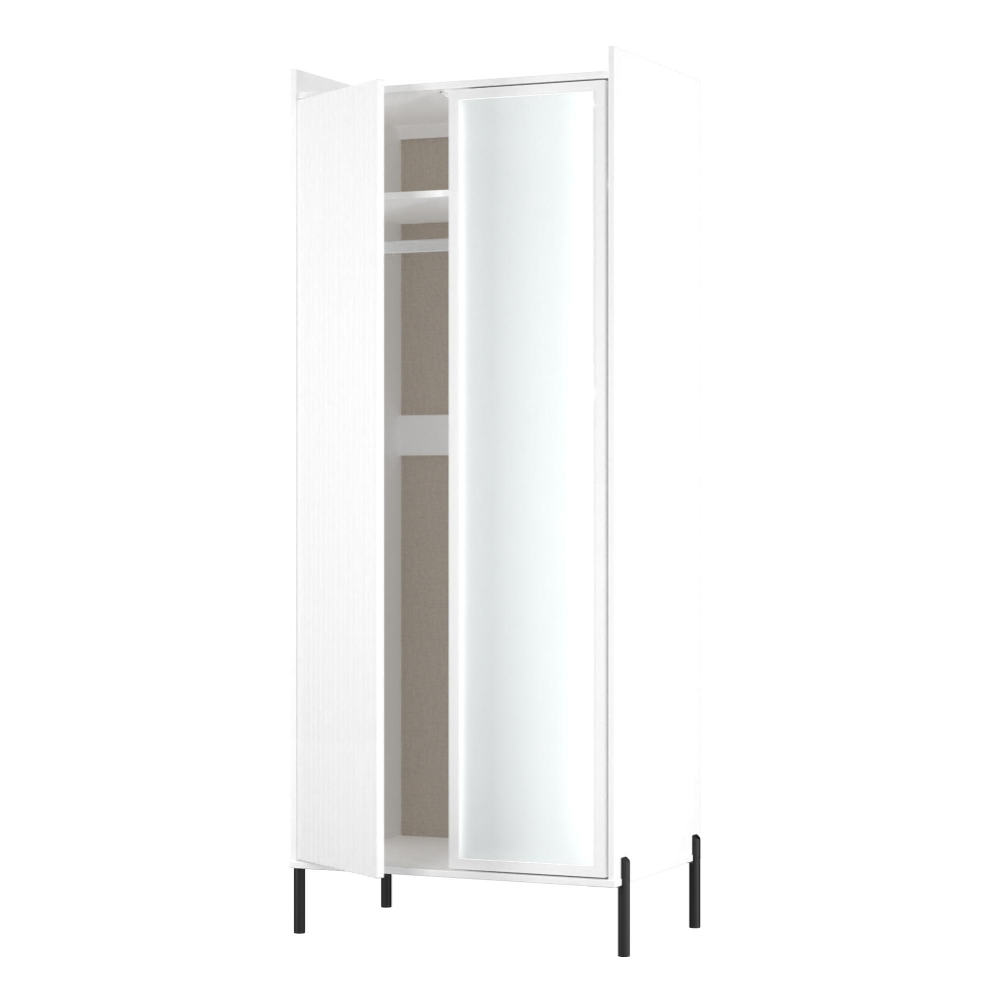 Osaka Wardrobe - 2 Door - 1 Mirror - Tall - White Matt Fluted