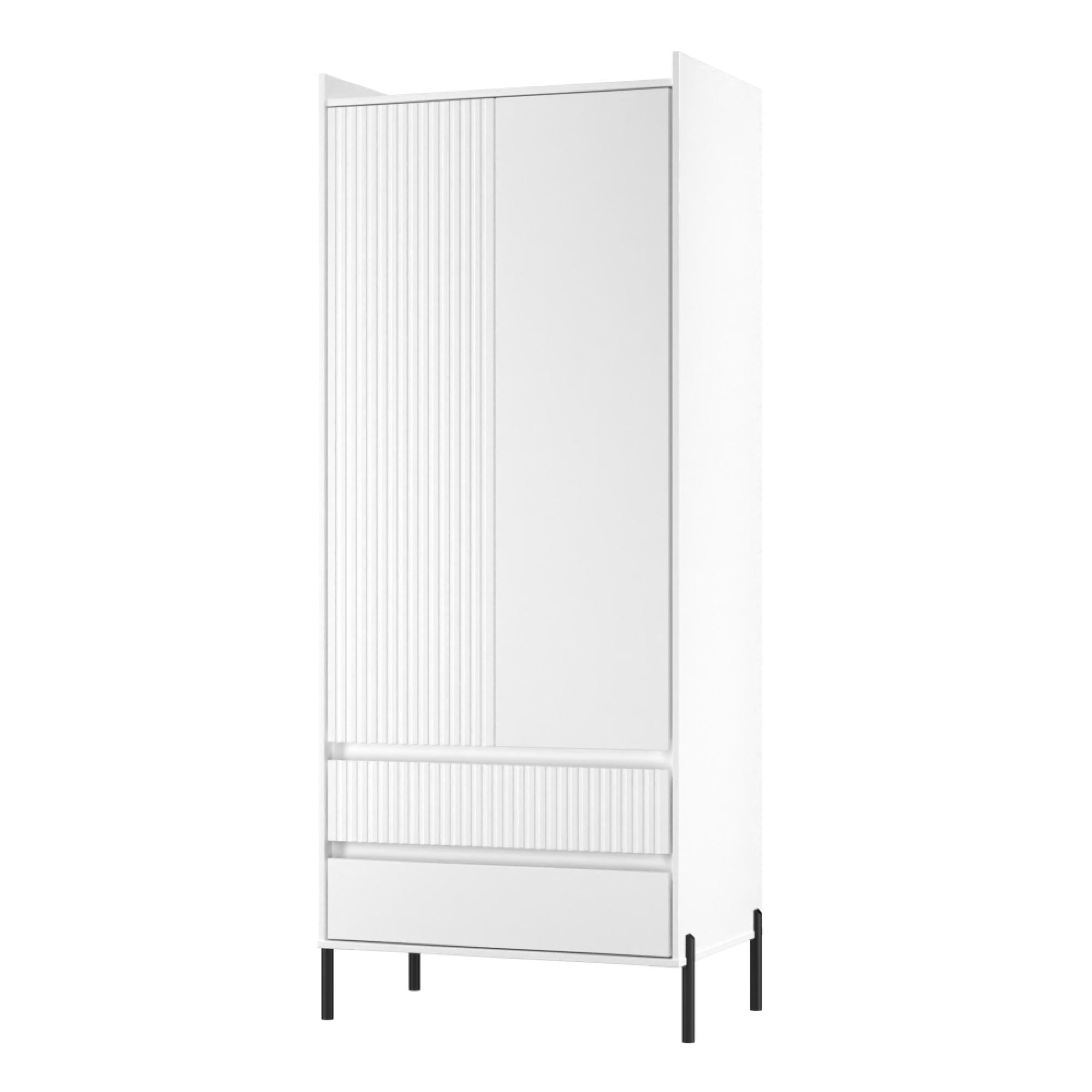 Osaka Wardrobe - 2 Door - 2 Drawer - Tall - White Matt Fluted