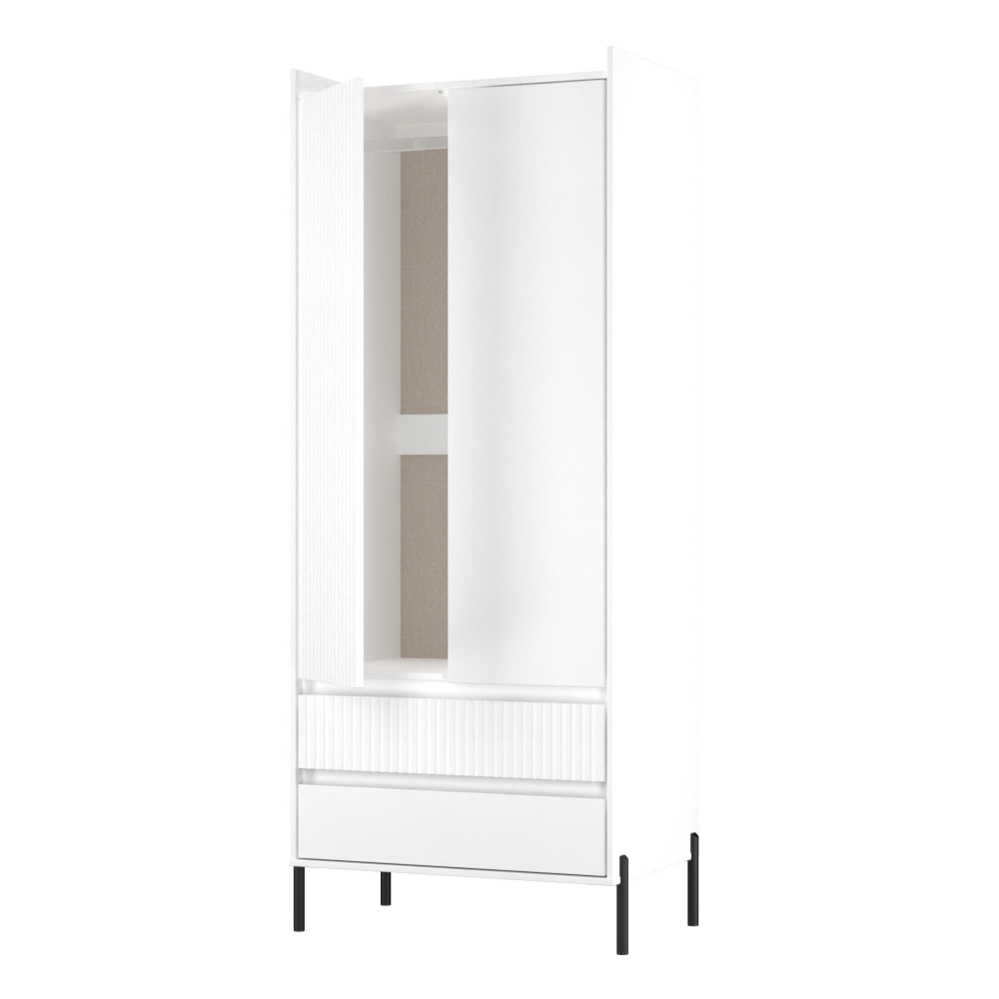 Osaka Wardrobe - 2 Door - 2 Drawer - Tall - White Matt Fluted