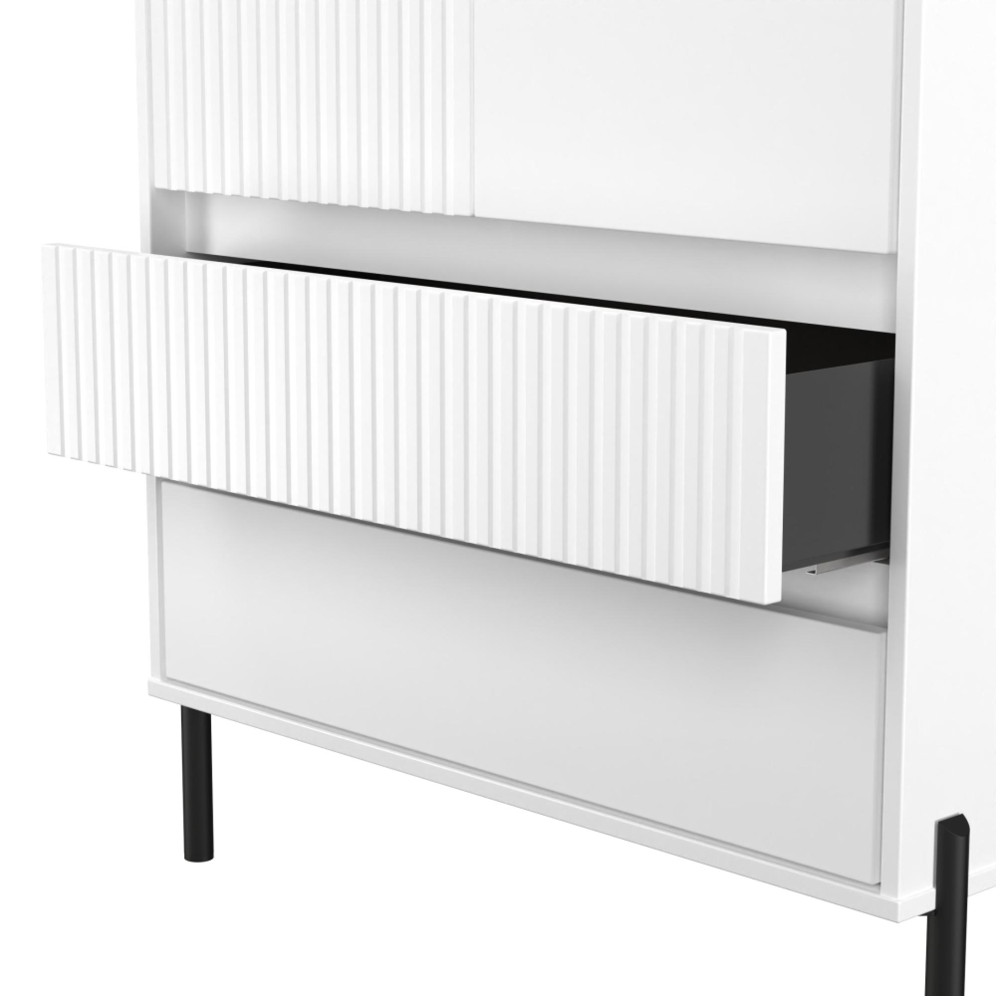 Osaka Wardrobe - 2 Door - 2 Drawer - Tall - White Matt Fluted