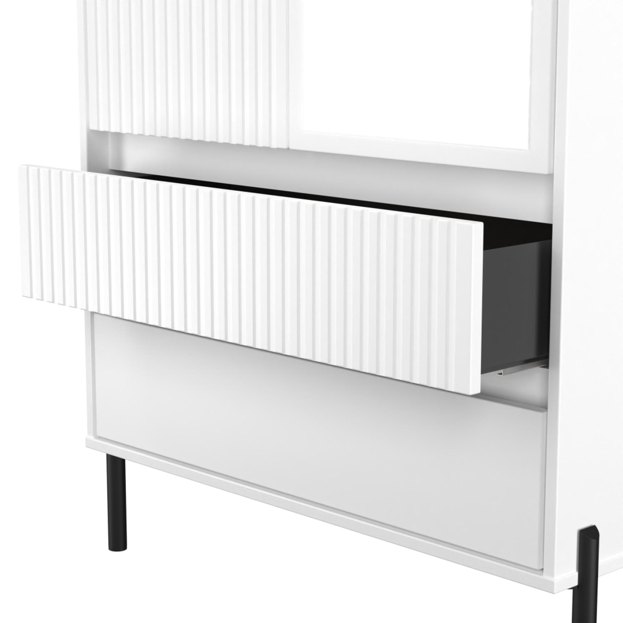 Osaka Wardrobe - 2 Door - Combi with 1 Mirror - White Matt Fluted