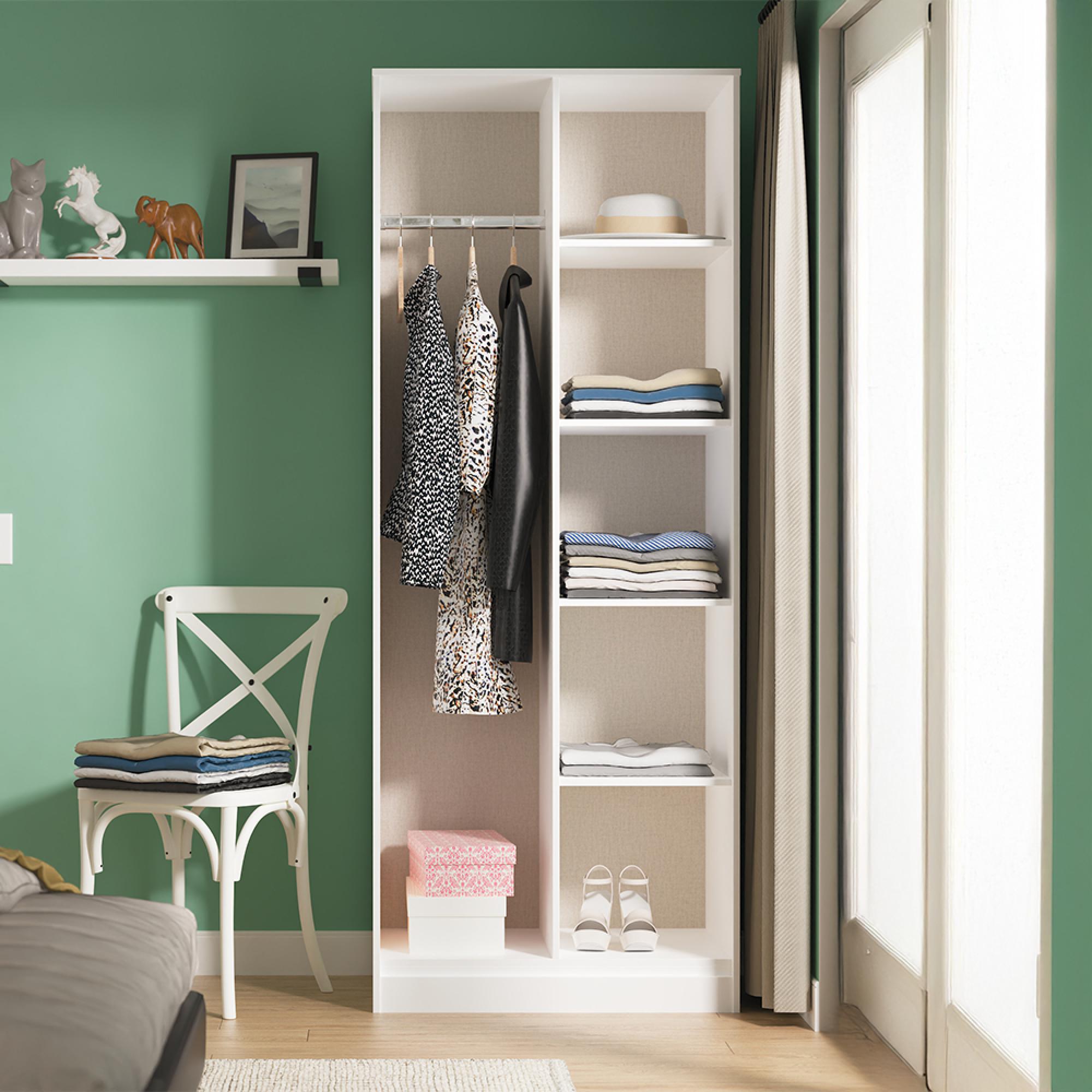Harlequin Front Open Shelf Wardrobe - White Matt