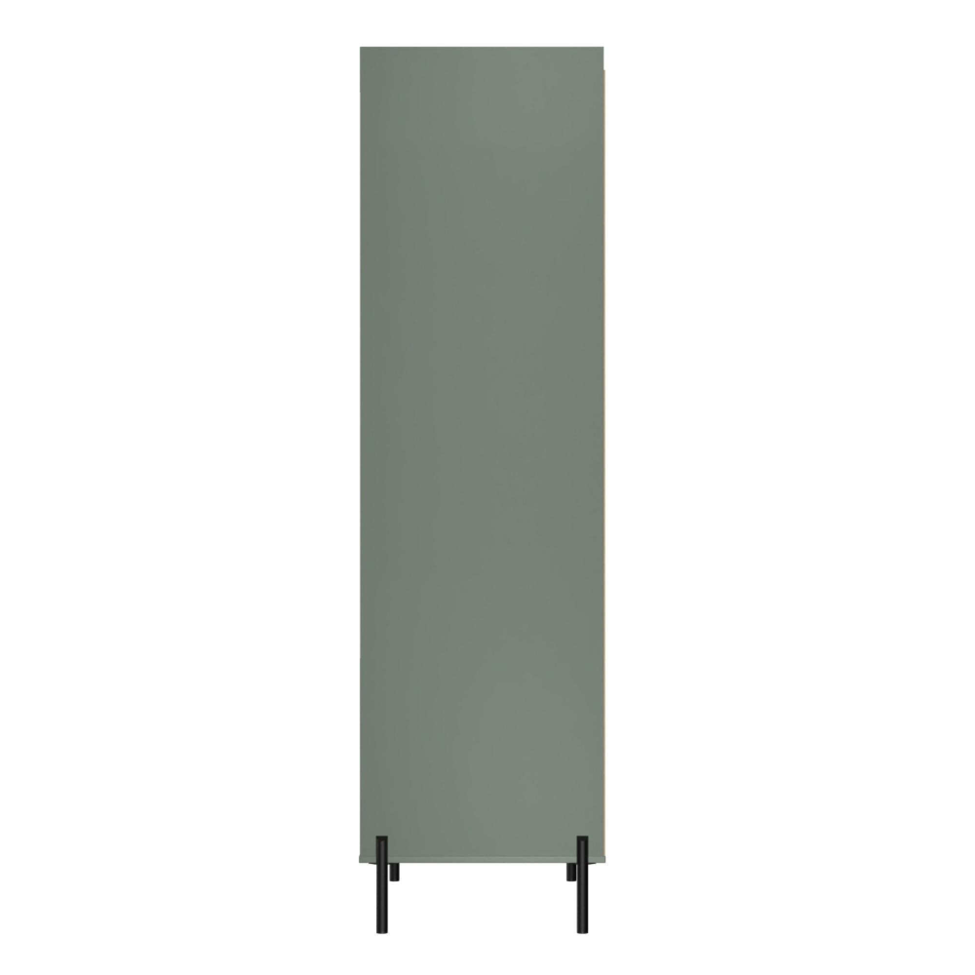 Osaka Wardrobe - 2 Door - Combi with 1 Mirror - Reed Green Fluted