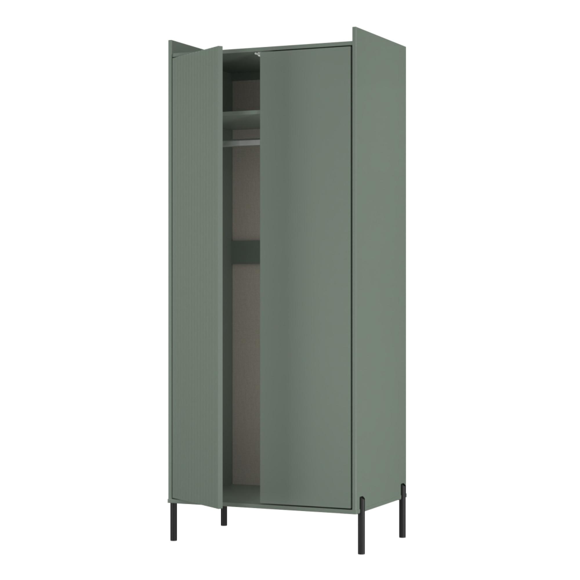 Osaka Wardrobe - 2 Door - Tall - Reed Green Fluted