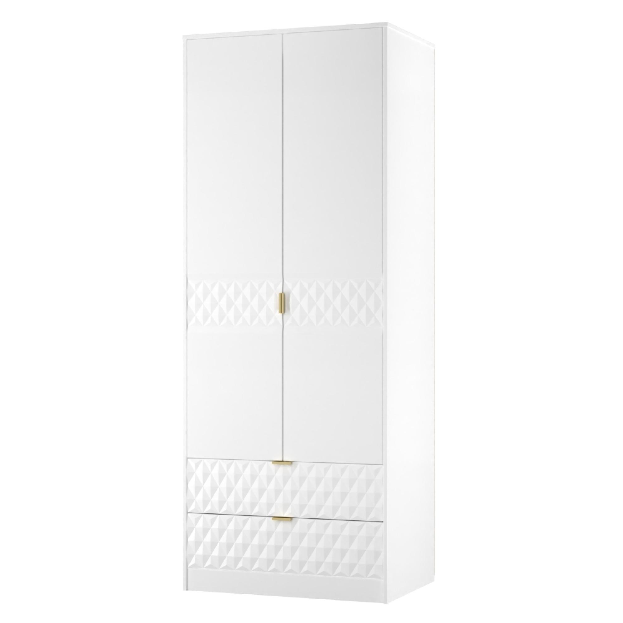 Harlequin Wardrobe - 2 Door - 2 Drawer - Tall - White Matt