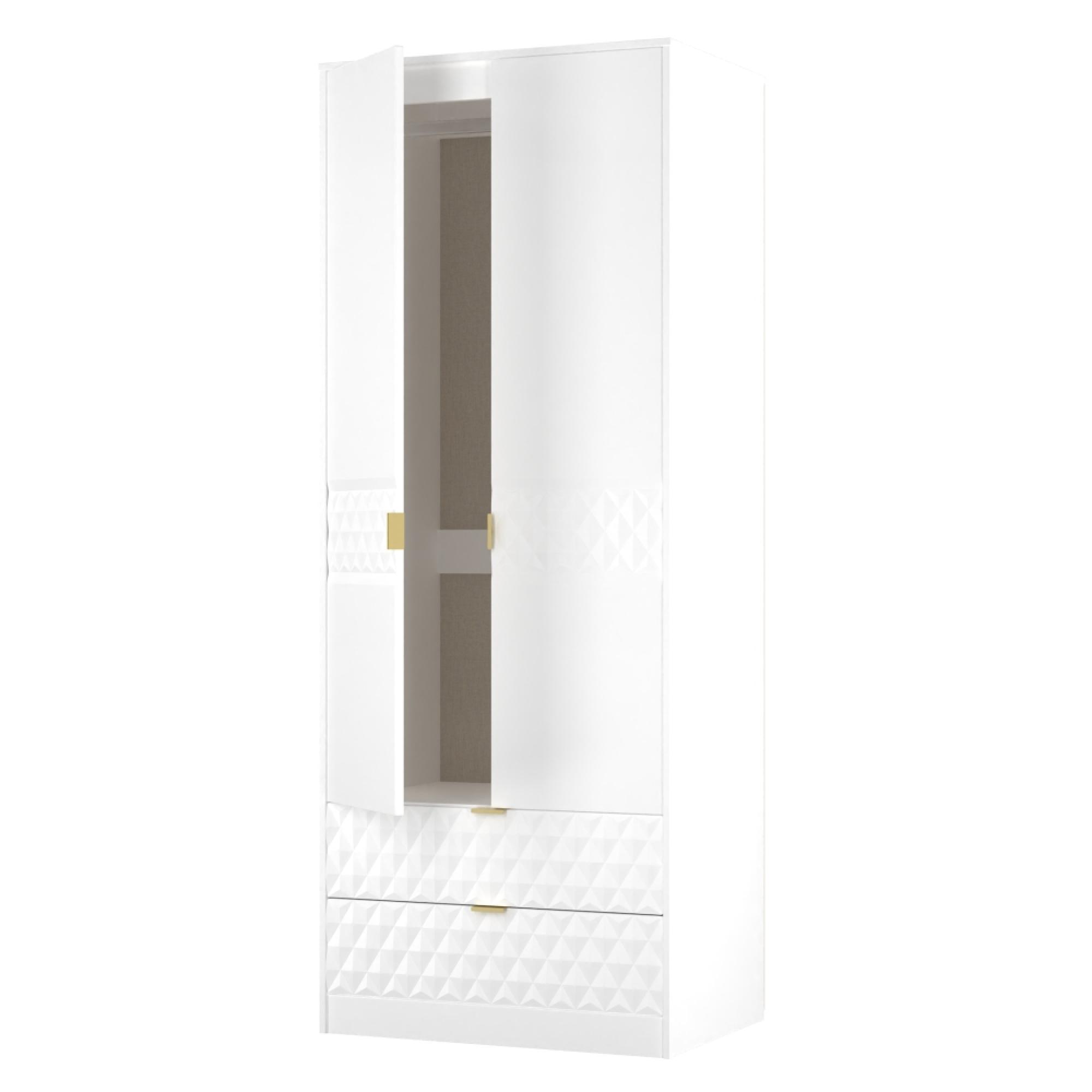 Harlequin Wardrobe - 2 Door - 2 Drawer - Tall - White Matt