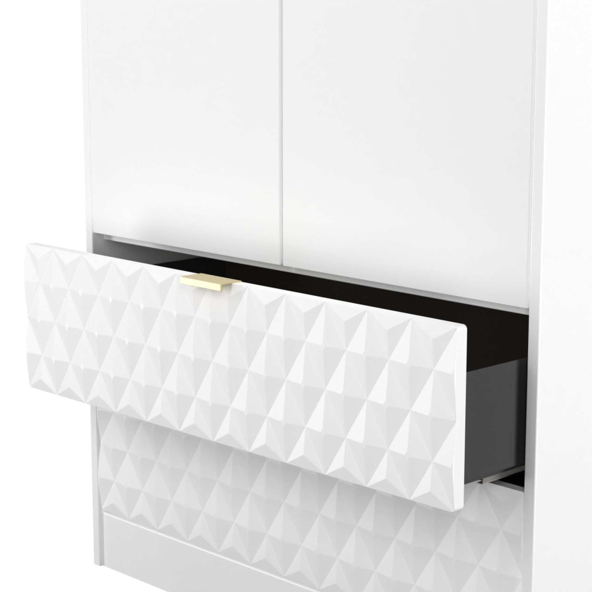 Harlequin Wardrobe - 2 Door - 2 Drawer - Tall - White Matt