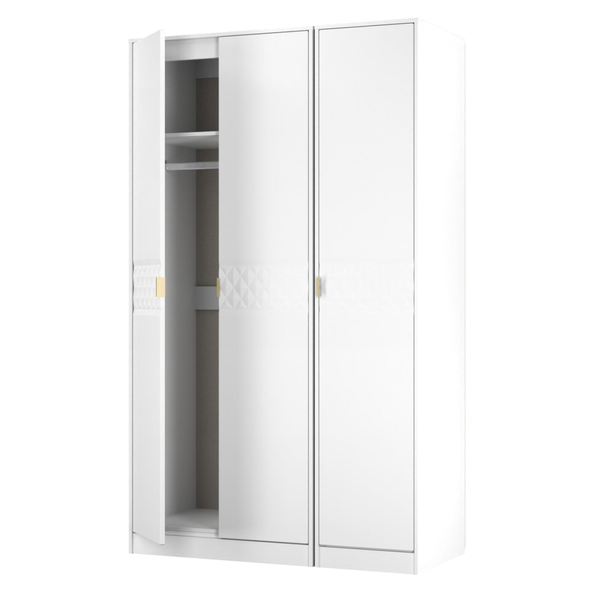Harlequin Wardrobe - 3 Door - Triple Robe - White Matt