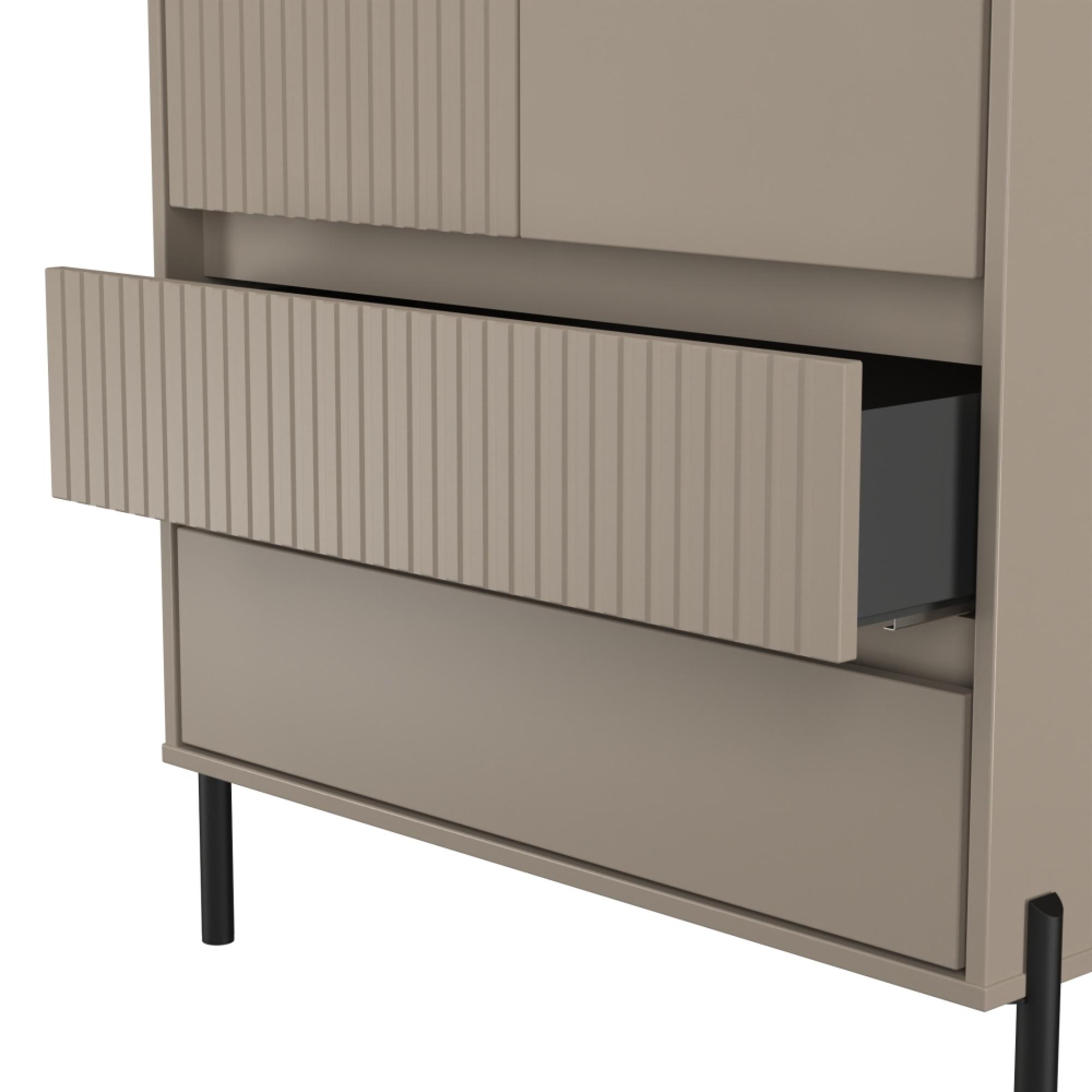 Osaka Wardrobe - 2 Door - 2 Drawer - Tall - Mushroom Matt Fluted