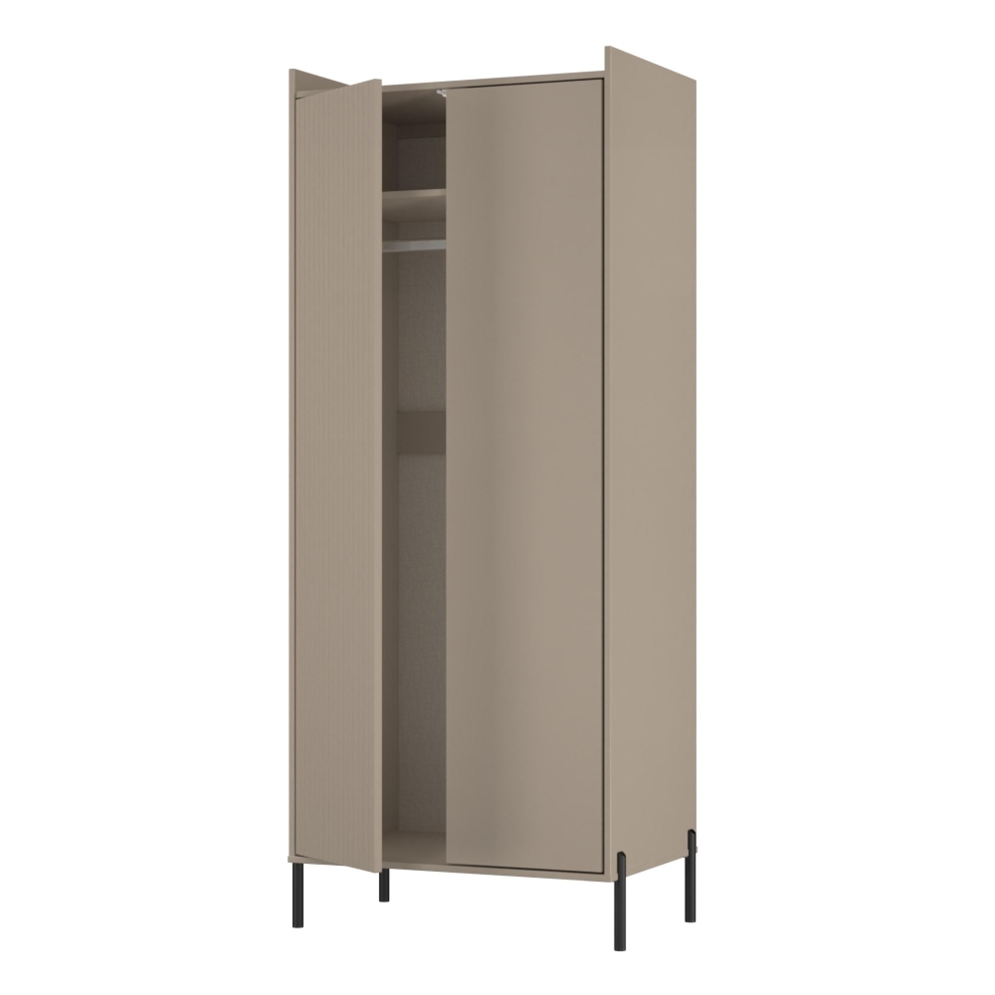 Osaka Wardrobe - 2 Door - Tall - Mushroom Matt Fluted