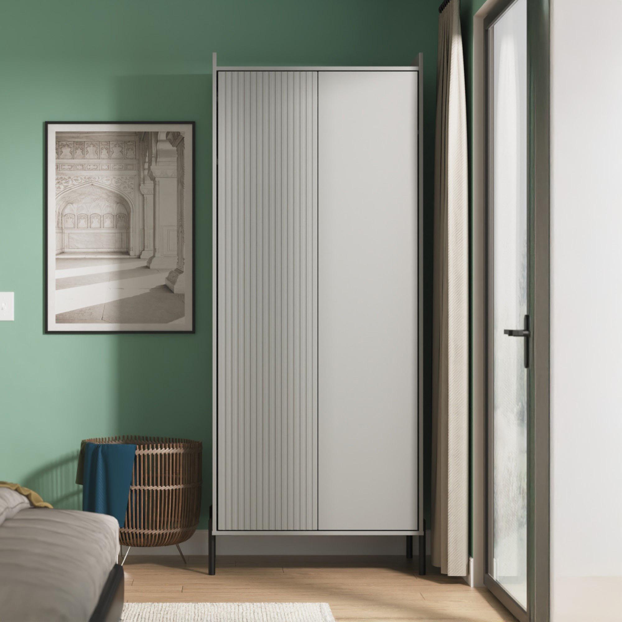 Osaka Wardrobe - 2 Door - Tall - Dusk Grey Fluted