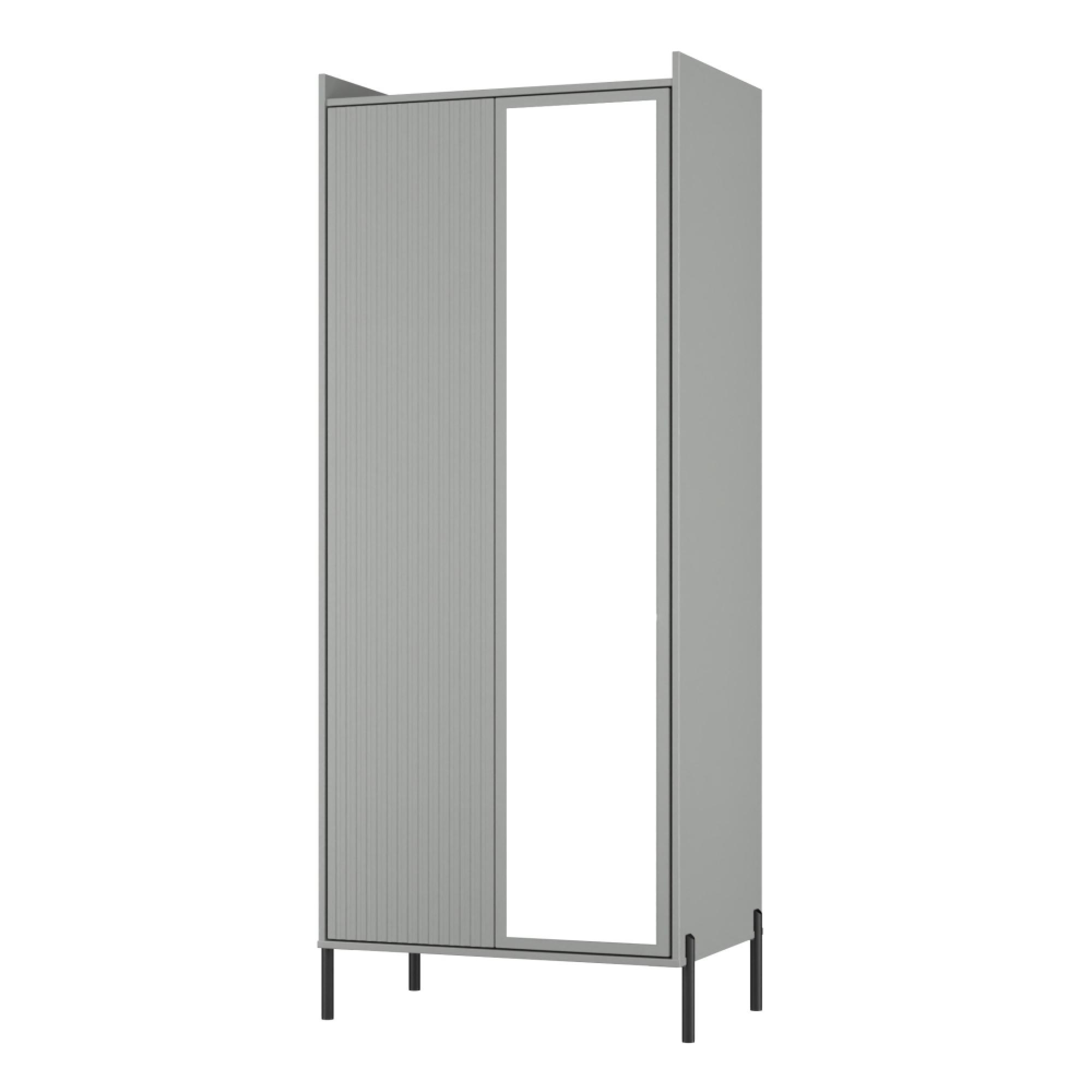 Osaka Wardrobe - 2 Door - 1 Mirror - Tall - Dusk Grey Fluted