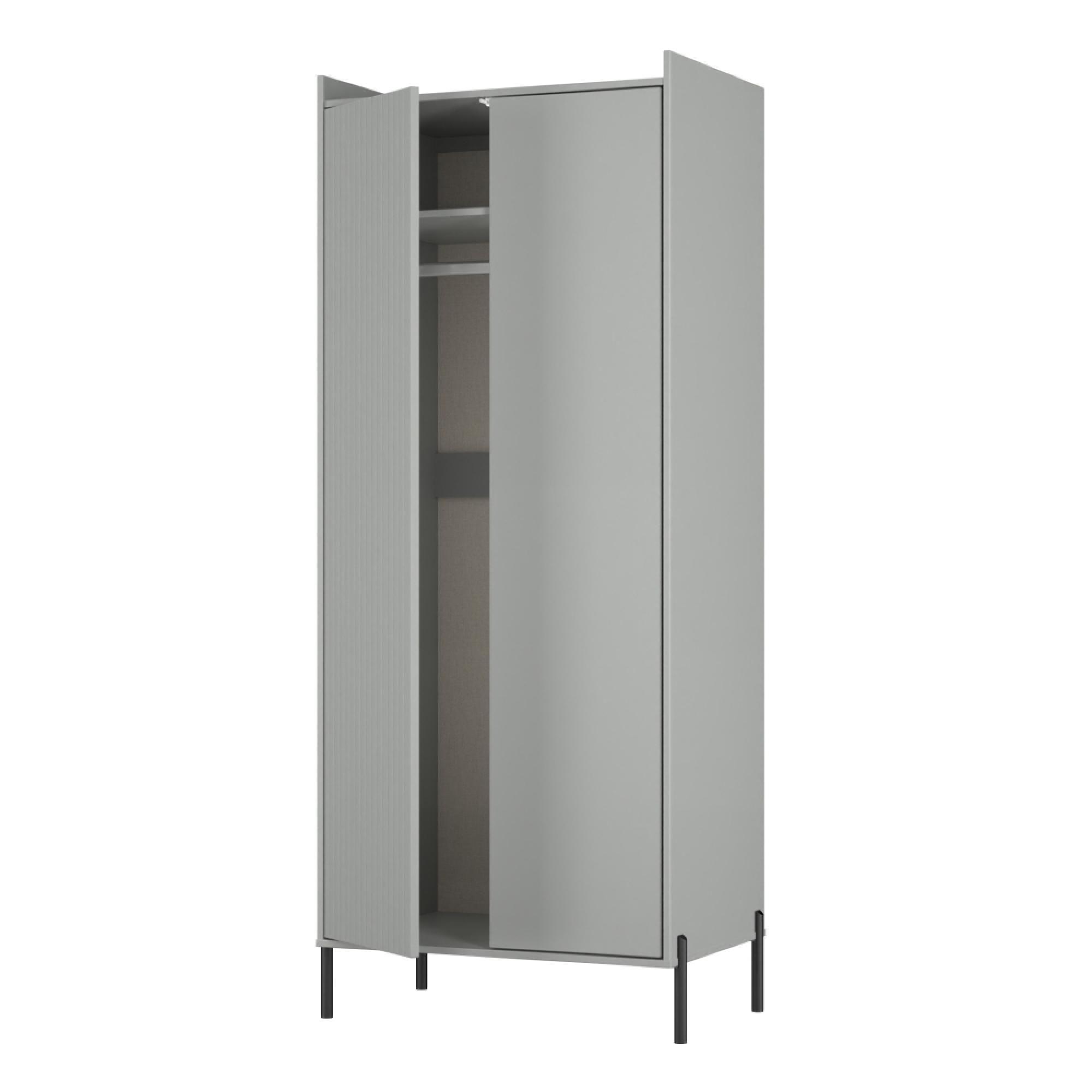Osaka Wardrobe - 2 Door - Tall - Dusk Grey Fluted
