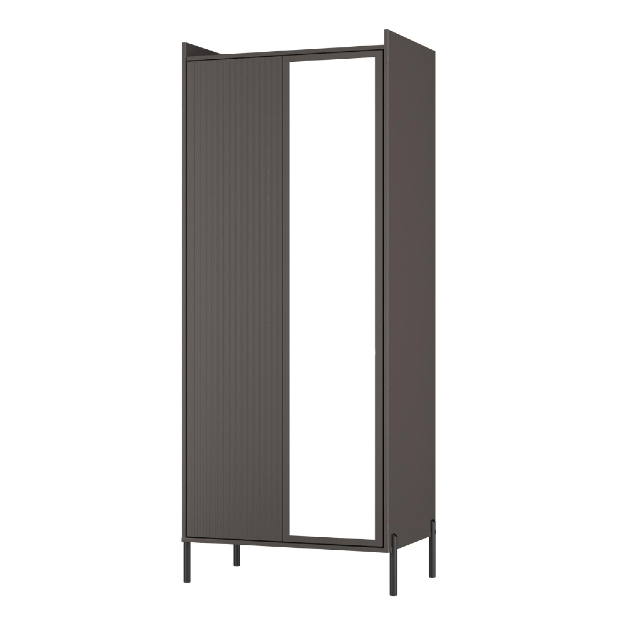 Osaka Wardrobe - 2 Door - 1 Mirror - Tall - Graphite Fluted