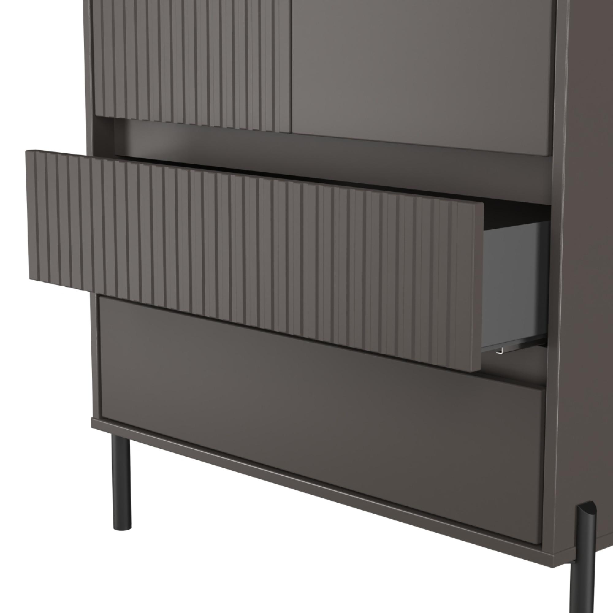 Osaka Wardrobe - 2 Door - 2 Drawer - Tall - Graphite Fluted