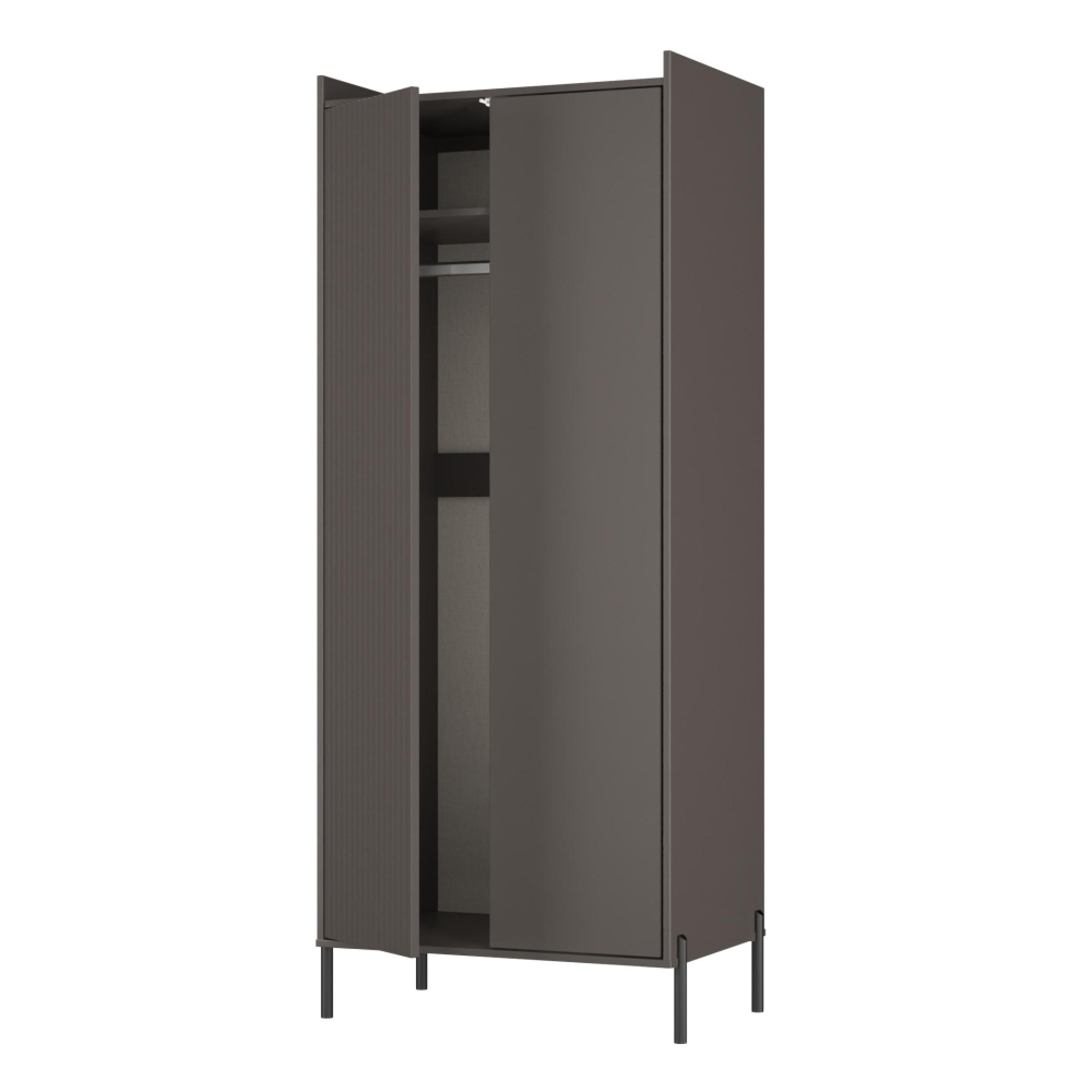 Osaka Wardrobe - 2 Door - Tall - Graphite Fluted