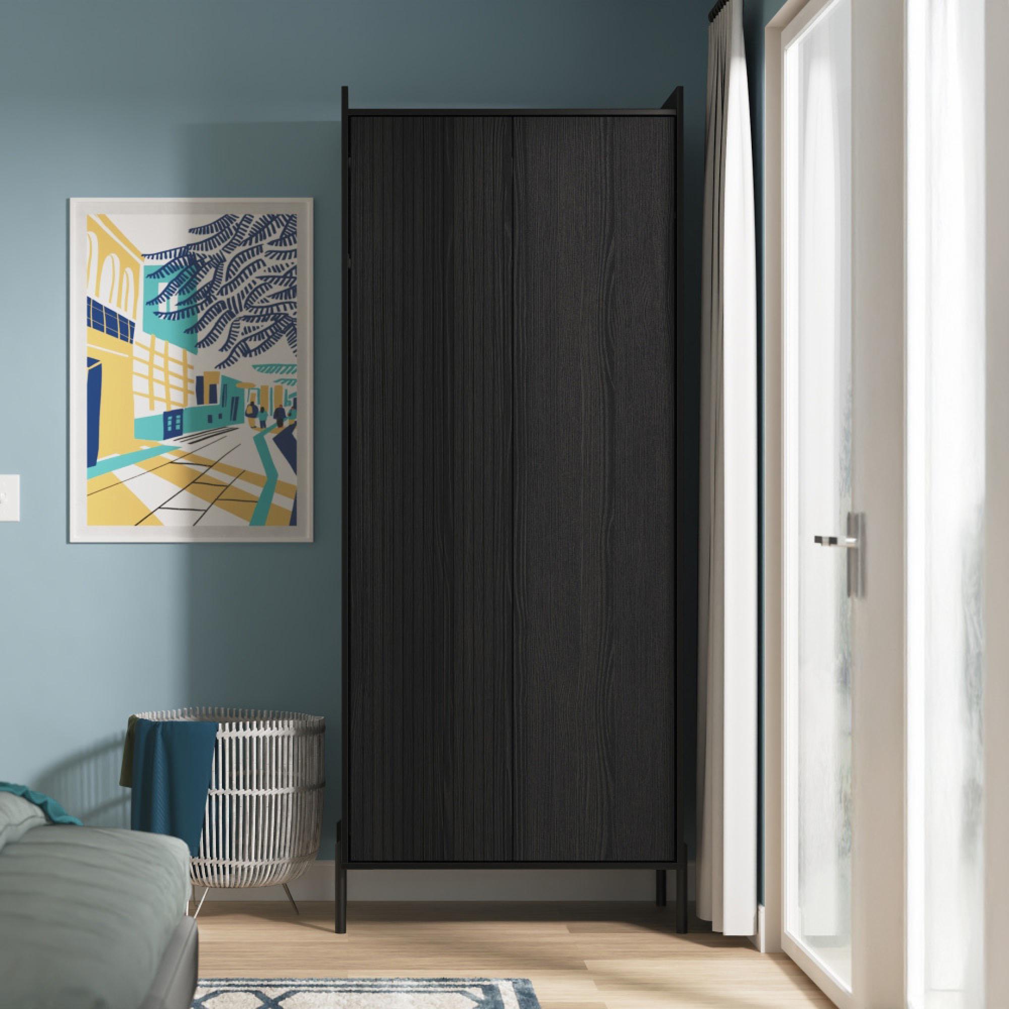 Osaka Wardrobe - 2 Door - Tall - Black Ash Fluted