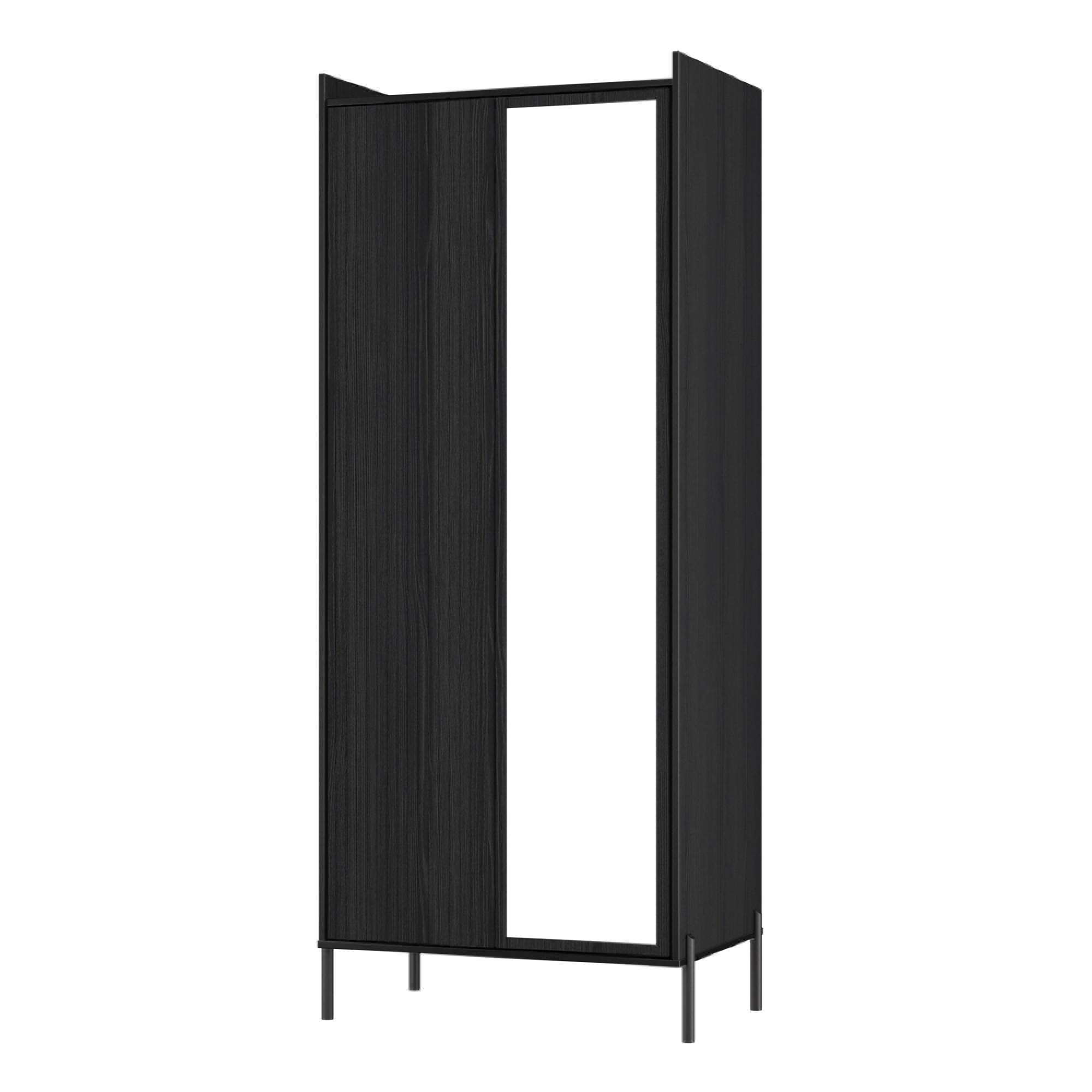 Osaka Wardrobe - 2 Door - 1 Mirror - Tall - Black Ash Fluted