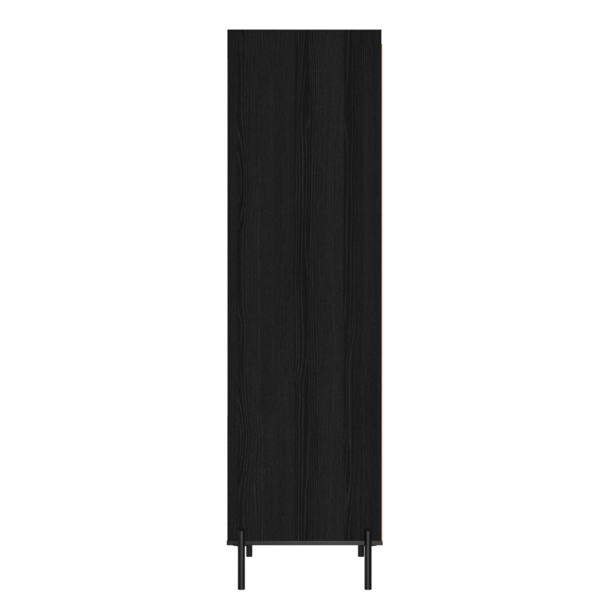 Osaka Wardrobe - 2 Door - Combi with 1 Mirror - Black Ash Fluted