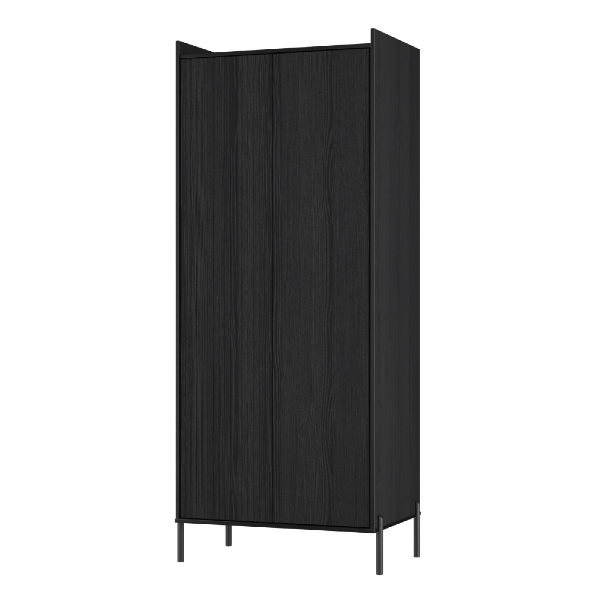 Osaka Wardrobe - 2 Door - Tall - Black Ash Fluted