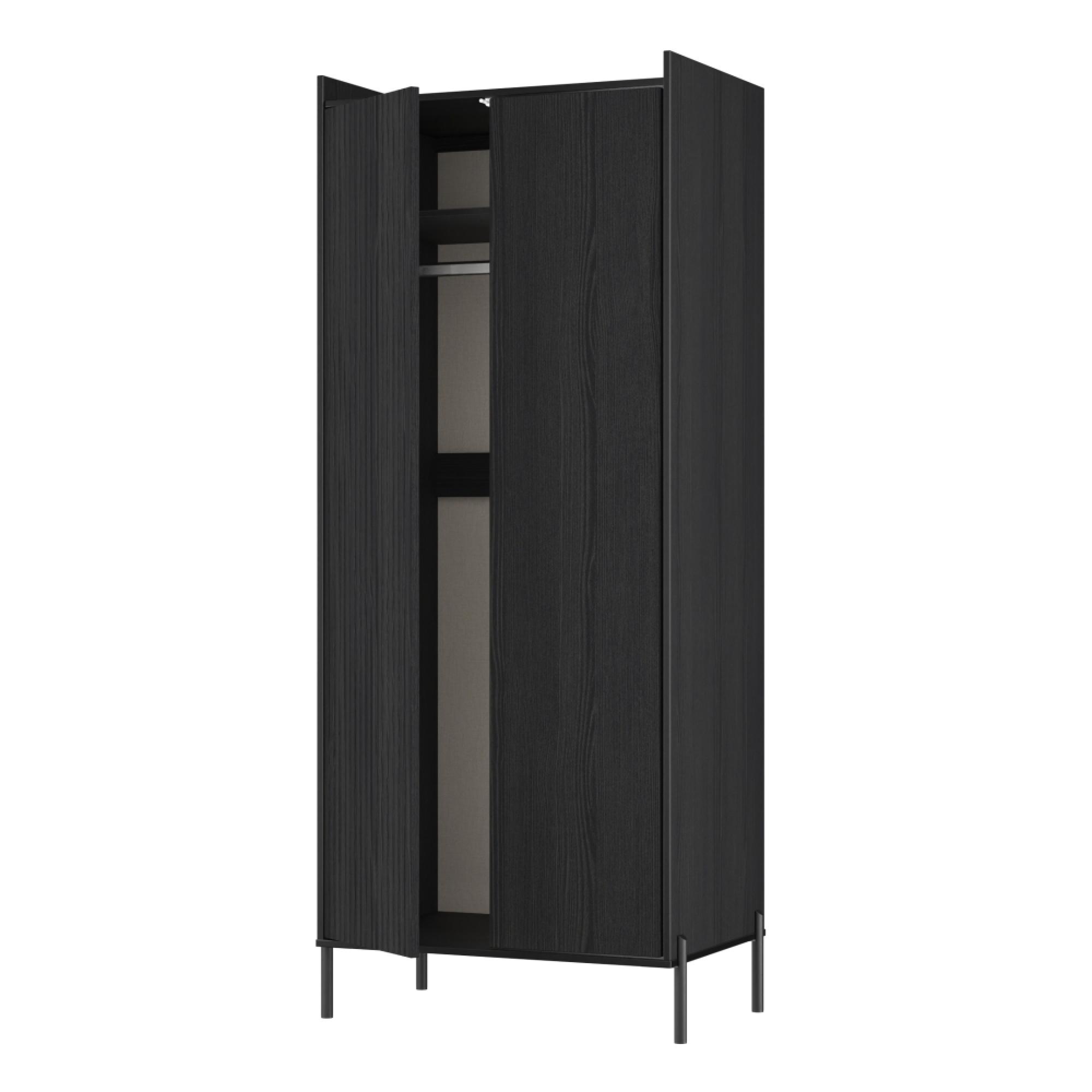 Osaka Wardrobe - 2 Door - Tall - Black Ash Fluted