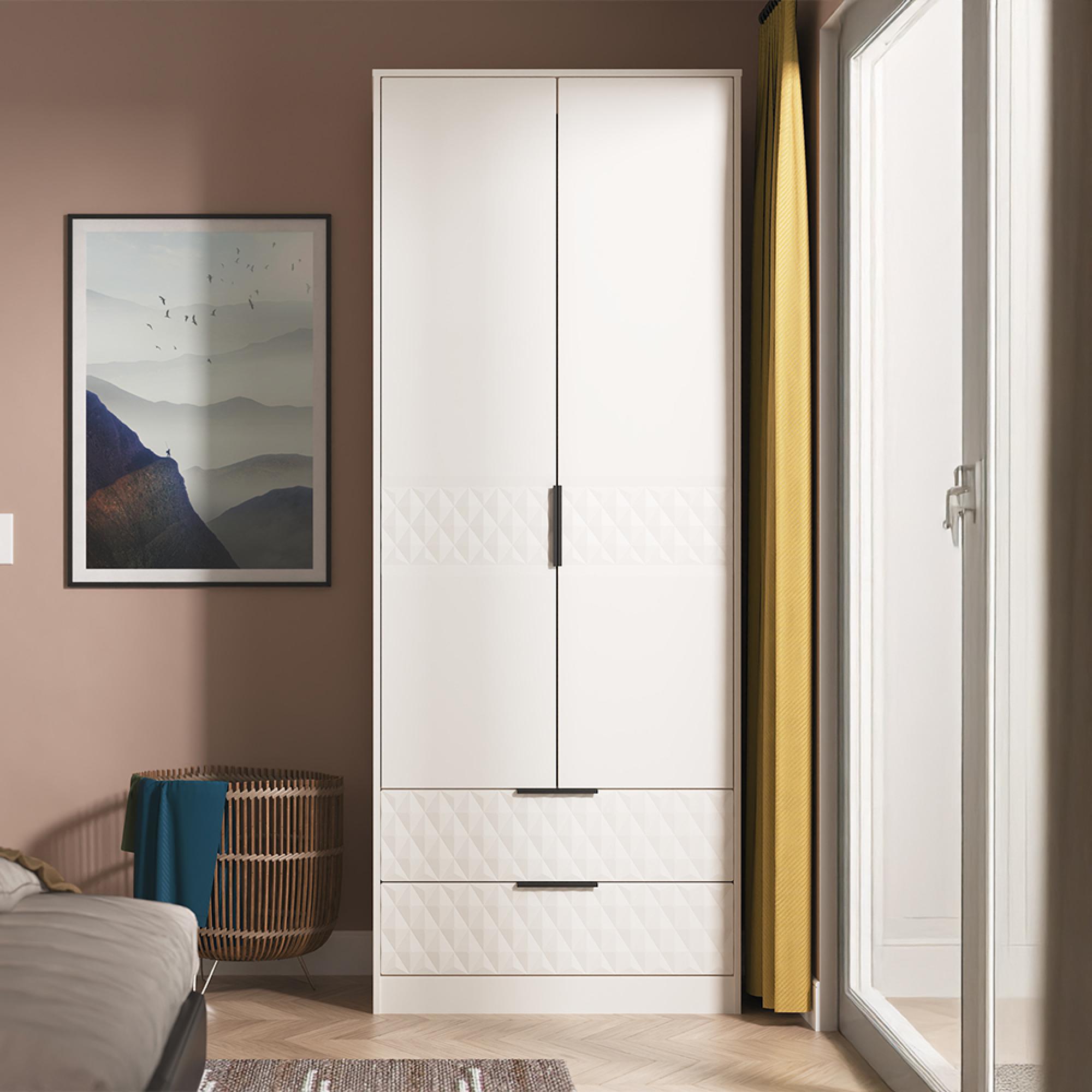 Harlequin Wardrobe - 2 Door - 2 Drawer - Tall - Kashmir Matt
