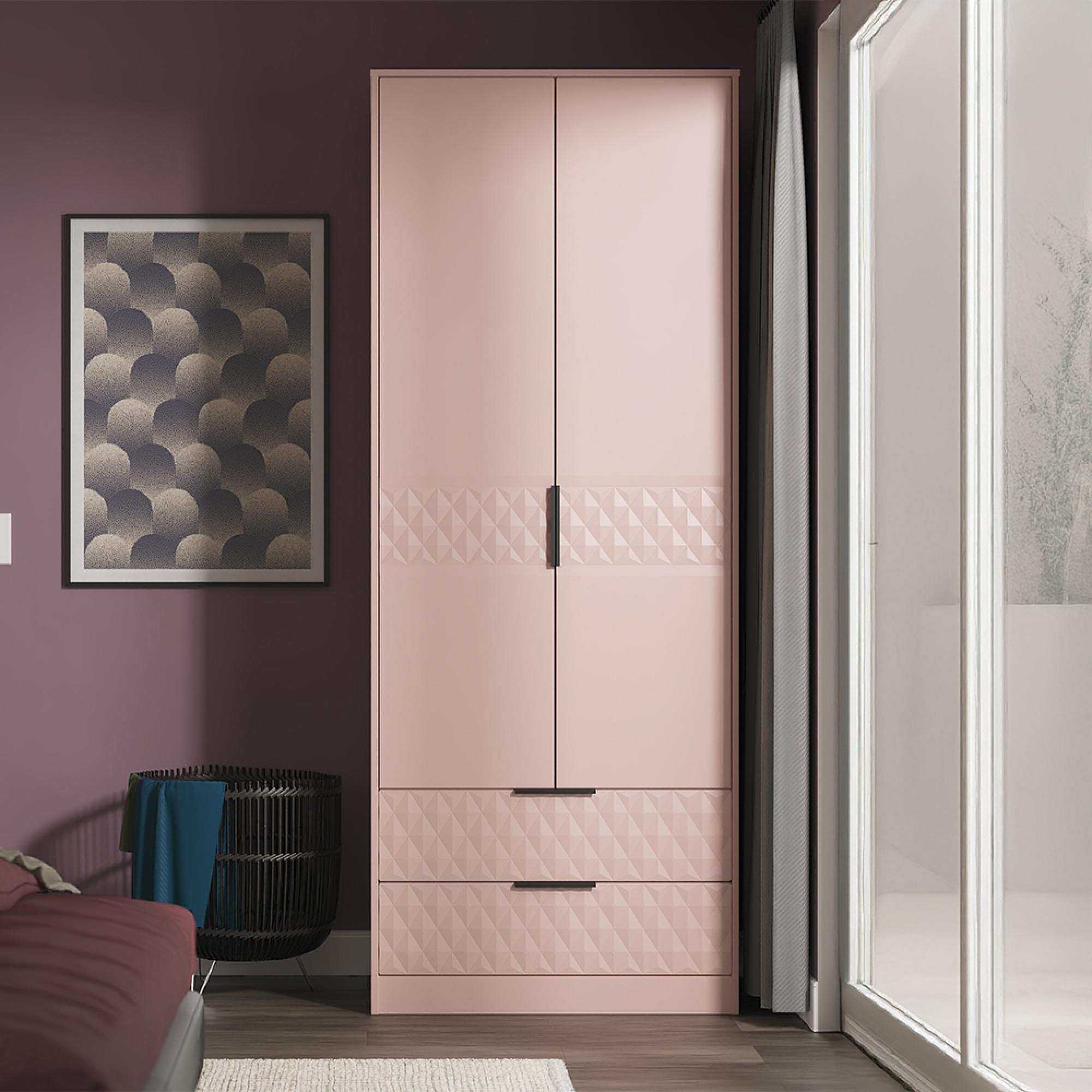 Harlequin Wardrobe - 2 Door - 2 Drawer - Tall - Kobe Pink