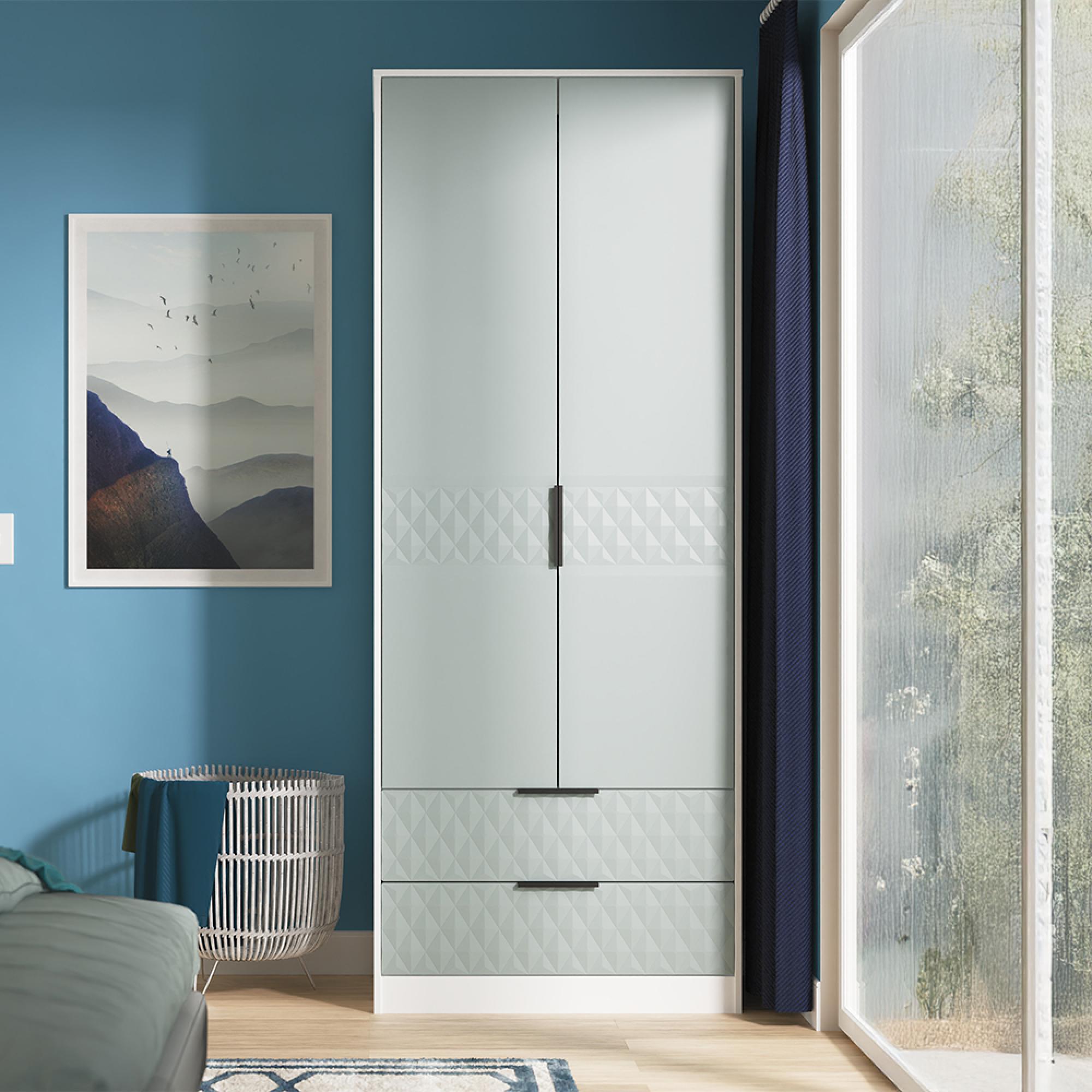 Harlequin Wardrobe - 2 Door - 2 Drawer - Tall - Duck and White Matt