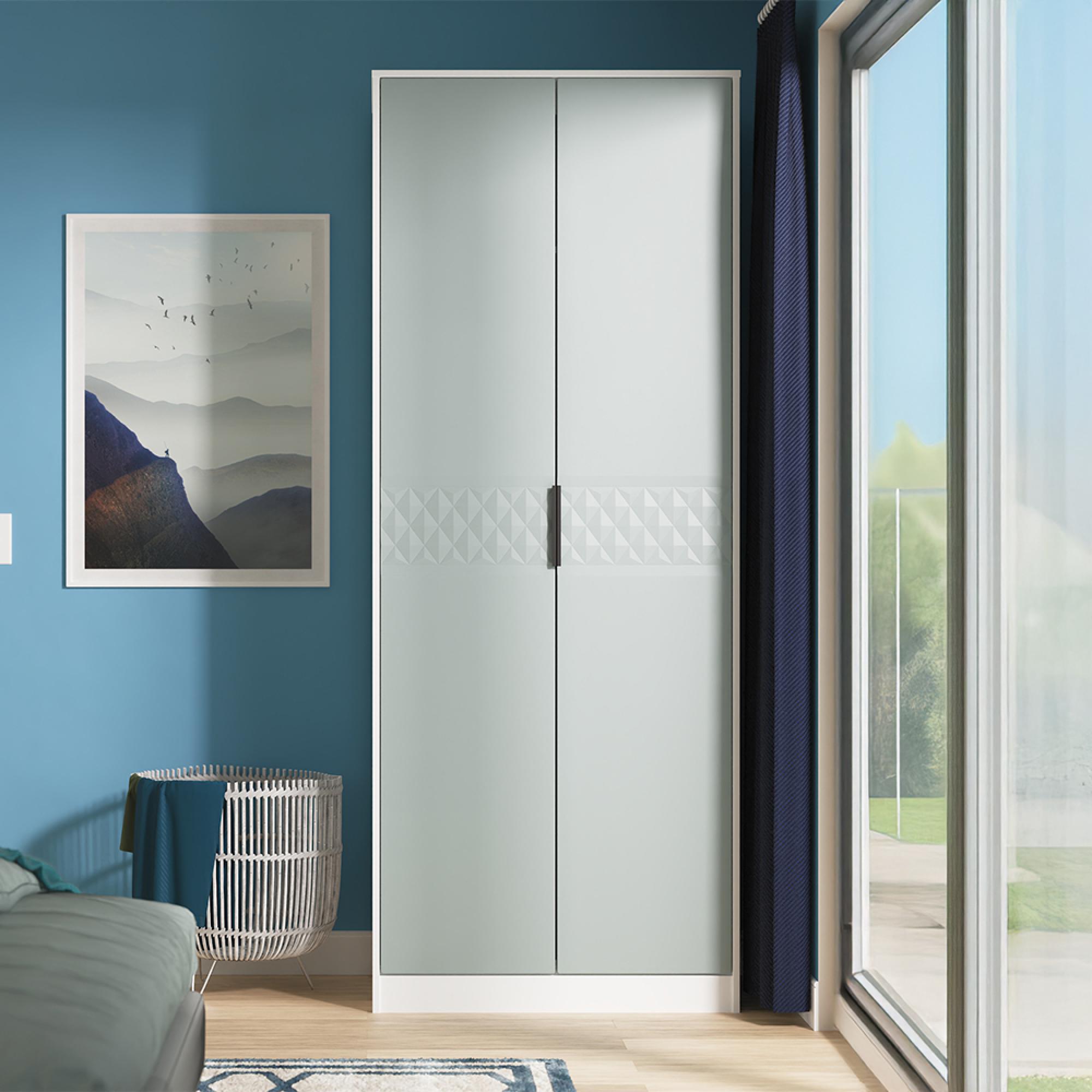 Harlequin Wardrobe - 2 Door - Tall - Duck and White Matt