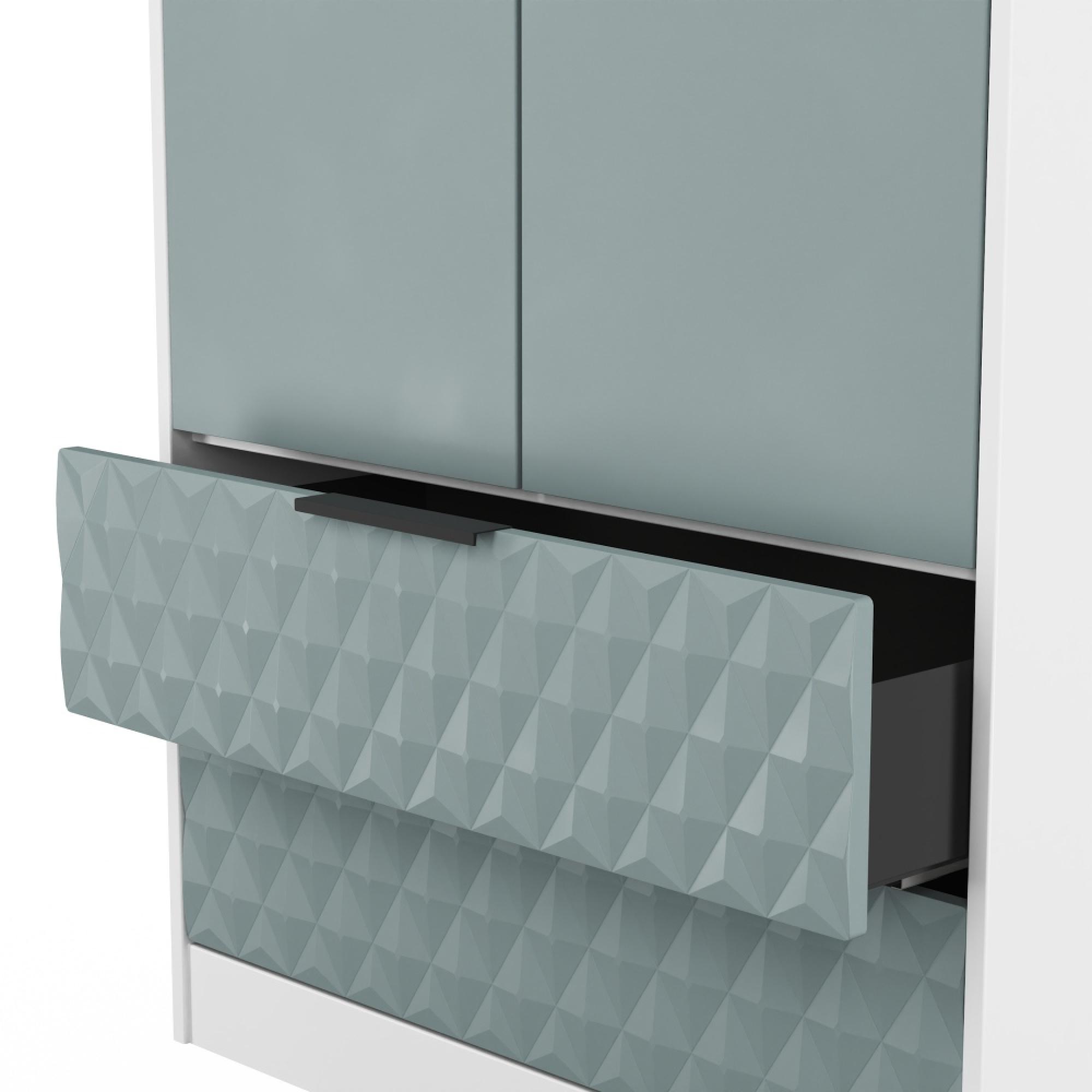 Harlequin Wardrobe - 2 Door - 2 Drawer - Tall - Duck and White Matt