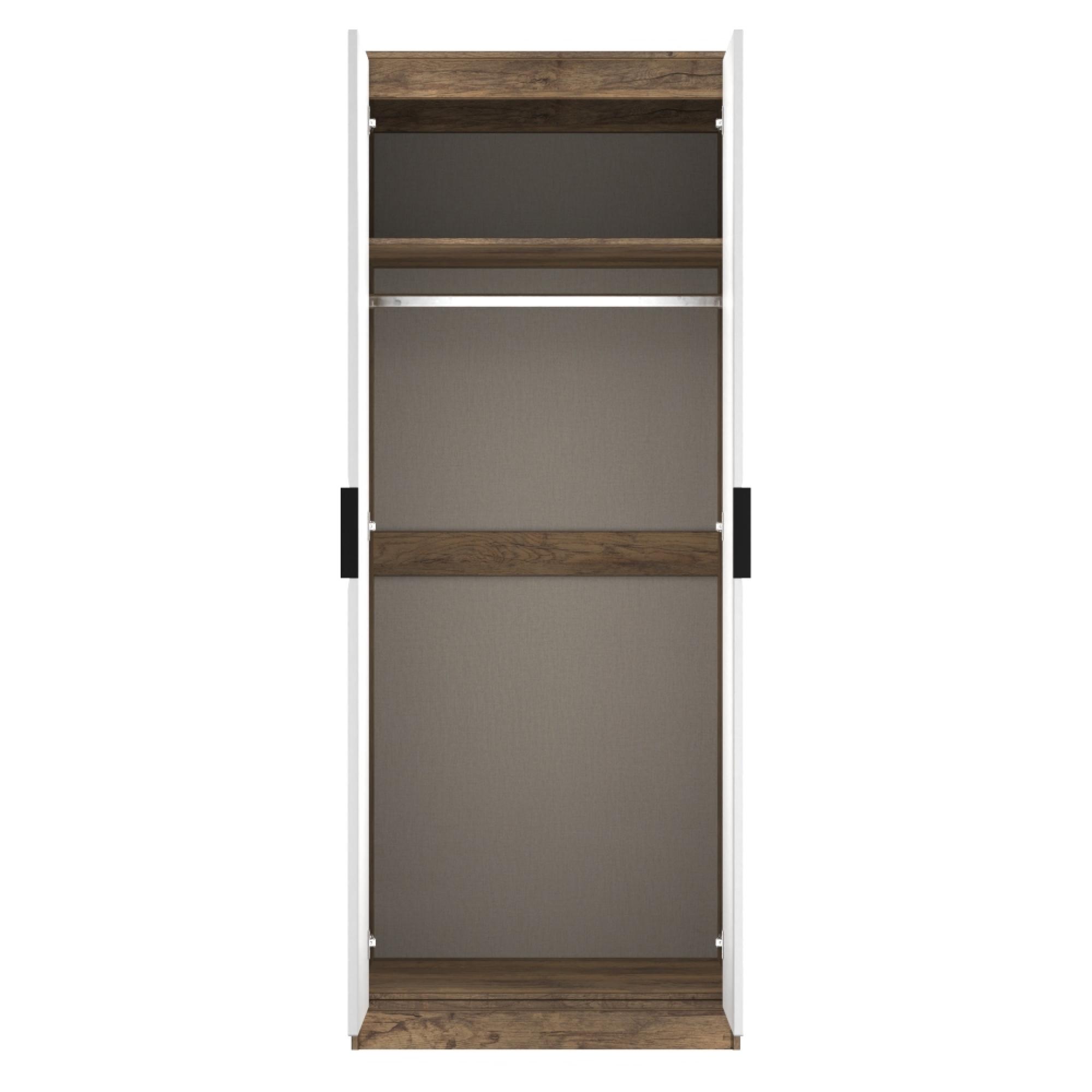 Harlequin Wardrobe - 2 Door - Tall - White Matt and Vintage Oak