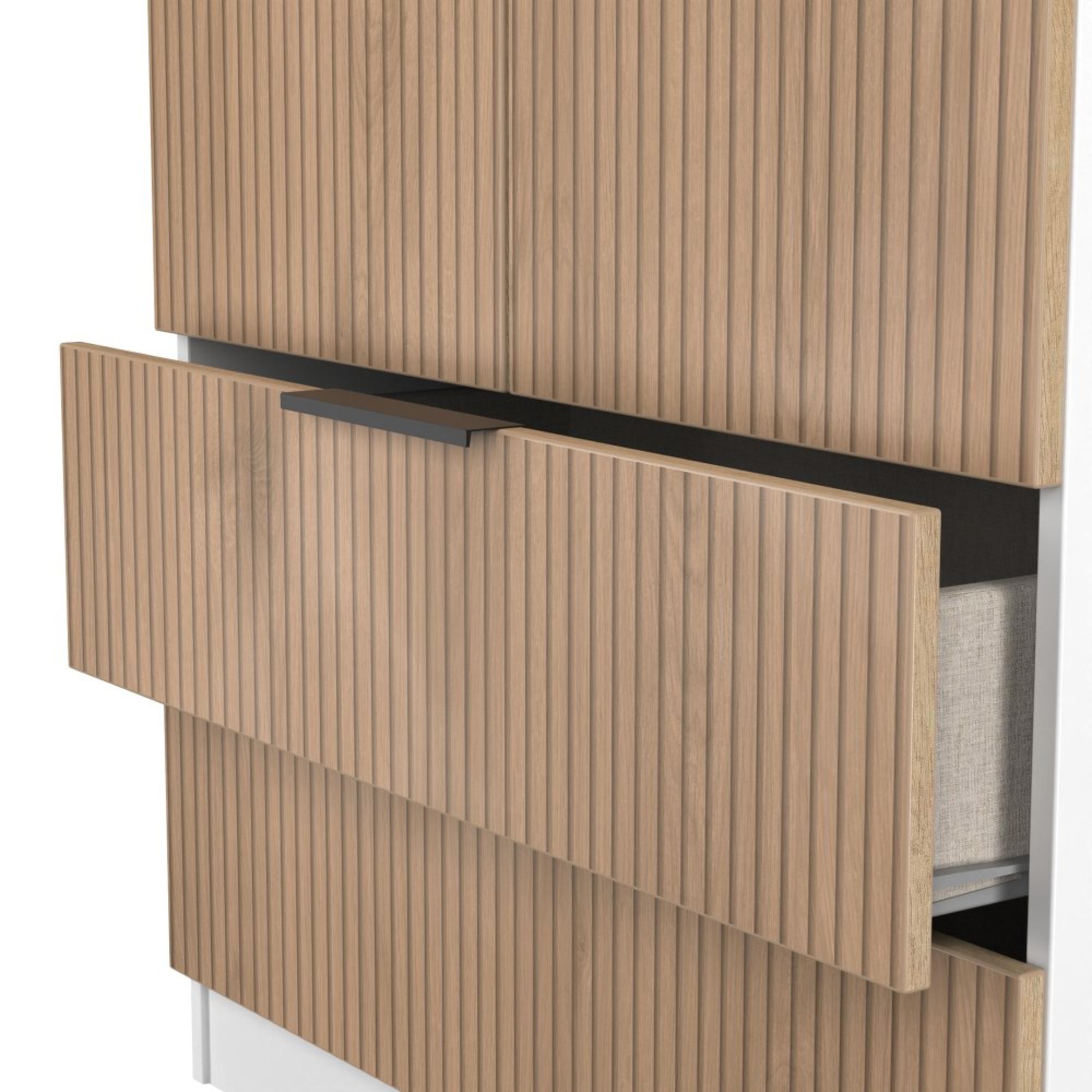 Java Fluted Wardrobe - 2 Door - 2 Drawer - Natural and White