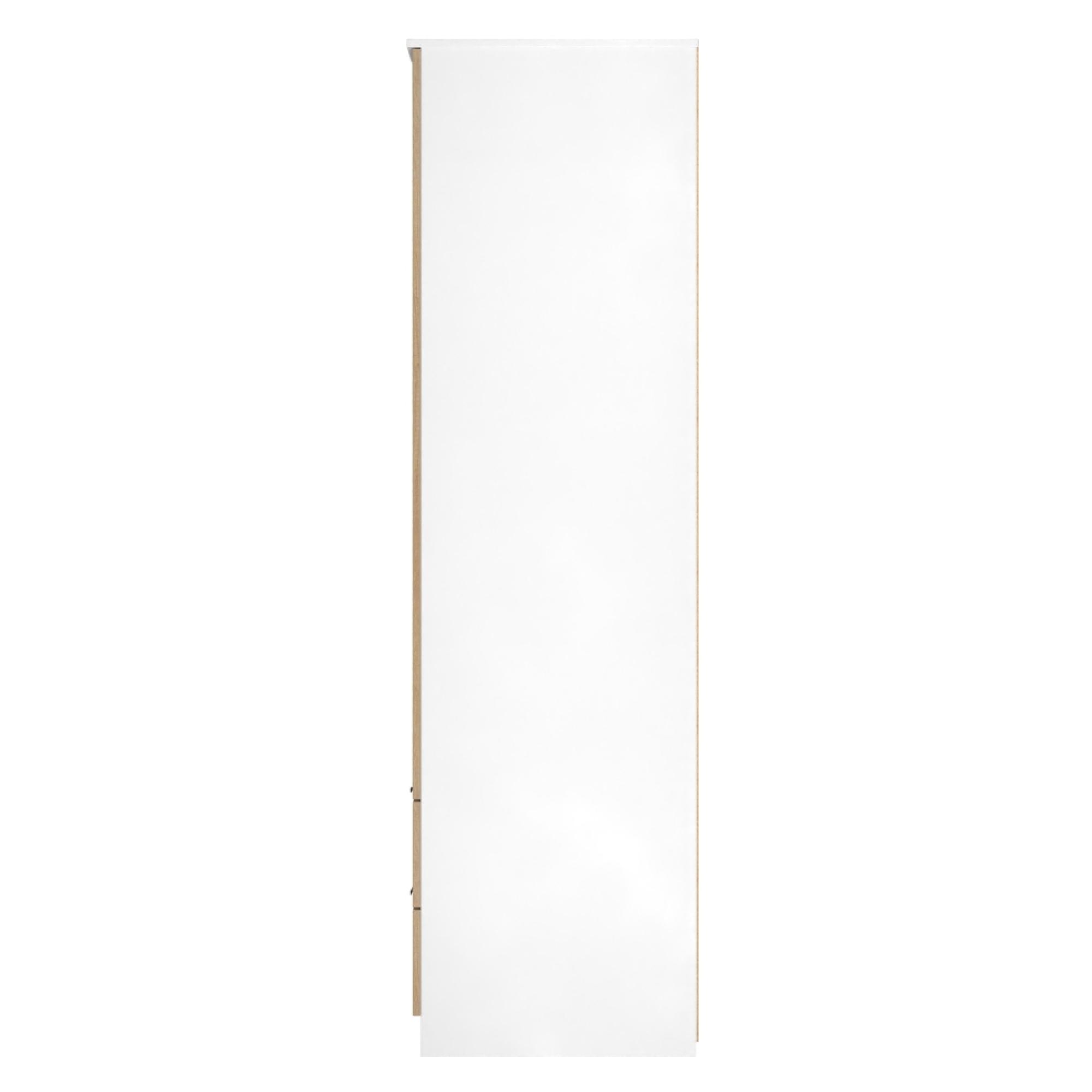 Java Fluted Wardrobe - 2 Door - Combi - 1 Mirror - Natural and White