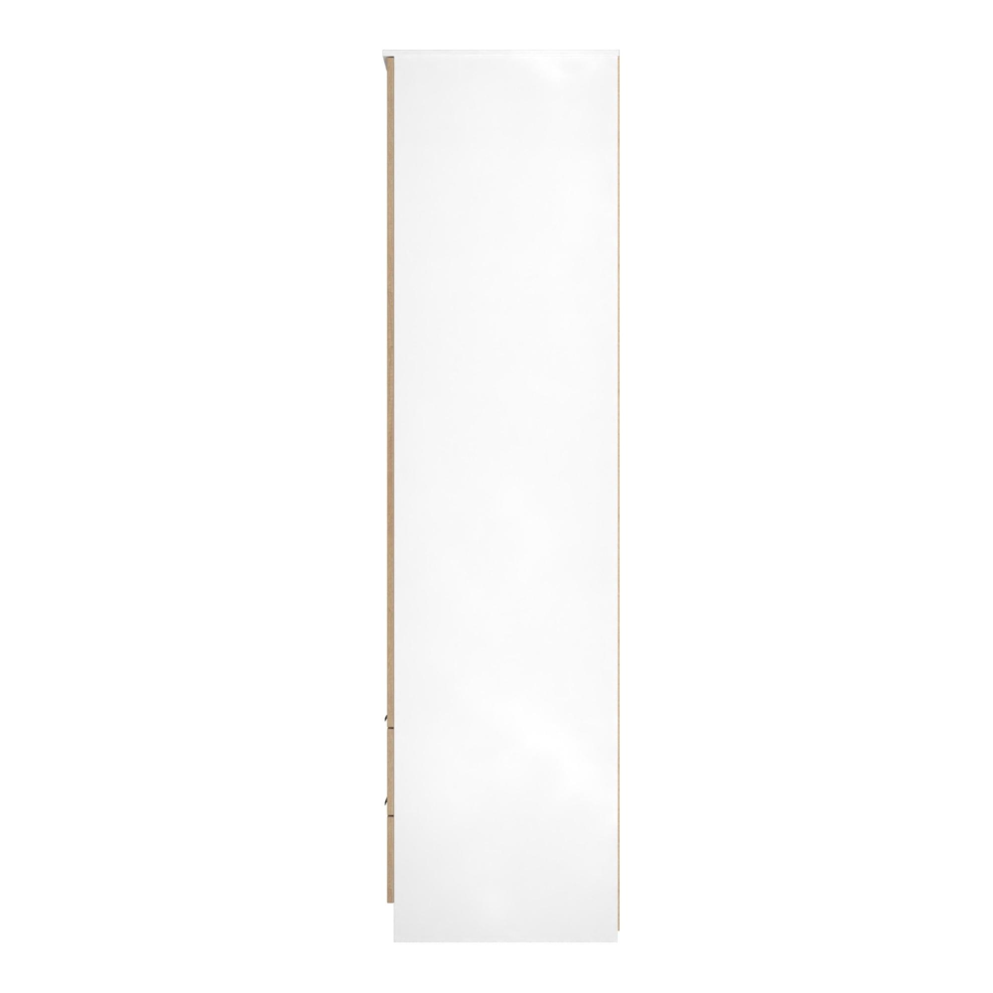 Java Fluted Wardrobe - 2 Door - Tall Combi - 1 Mirror - Natural and White