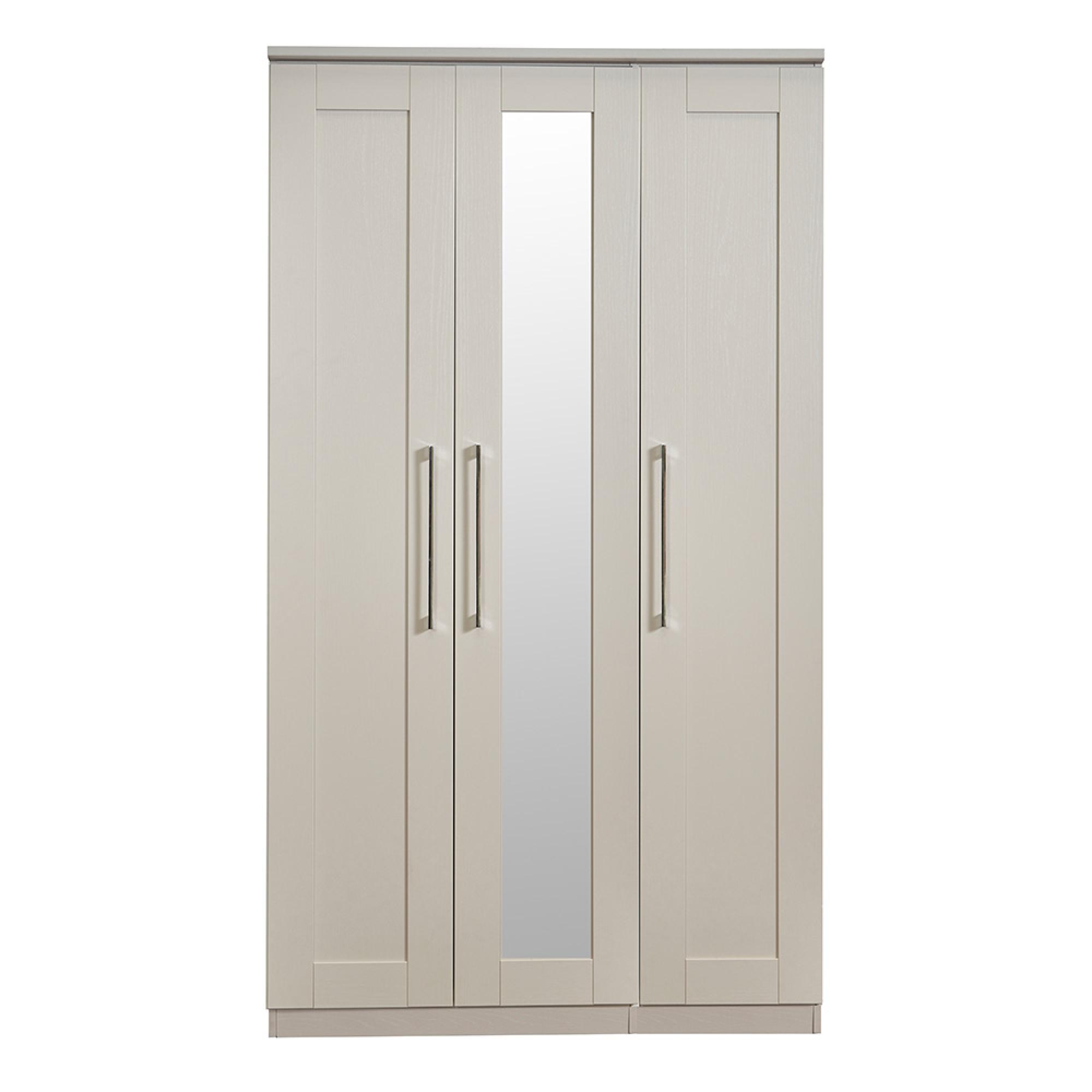 York Wardrobe - 3 Door - Tall - Triple - 1 Mirror - Cashmere