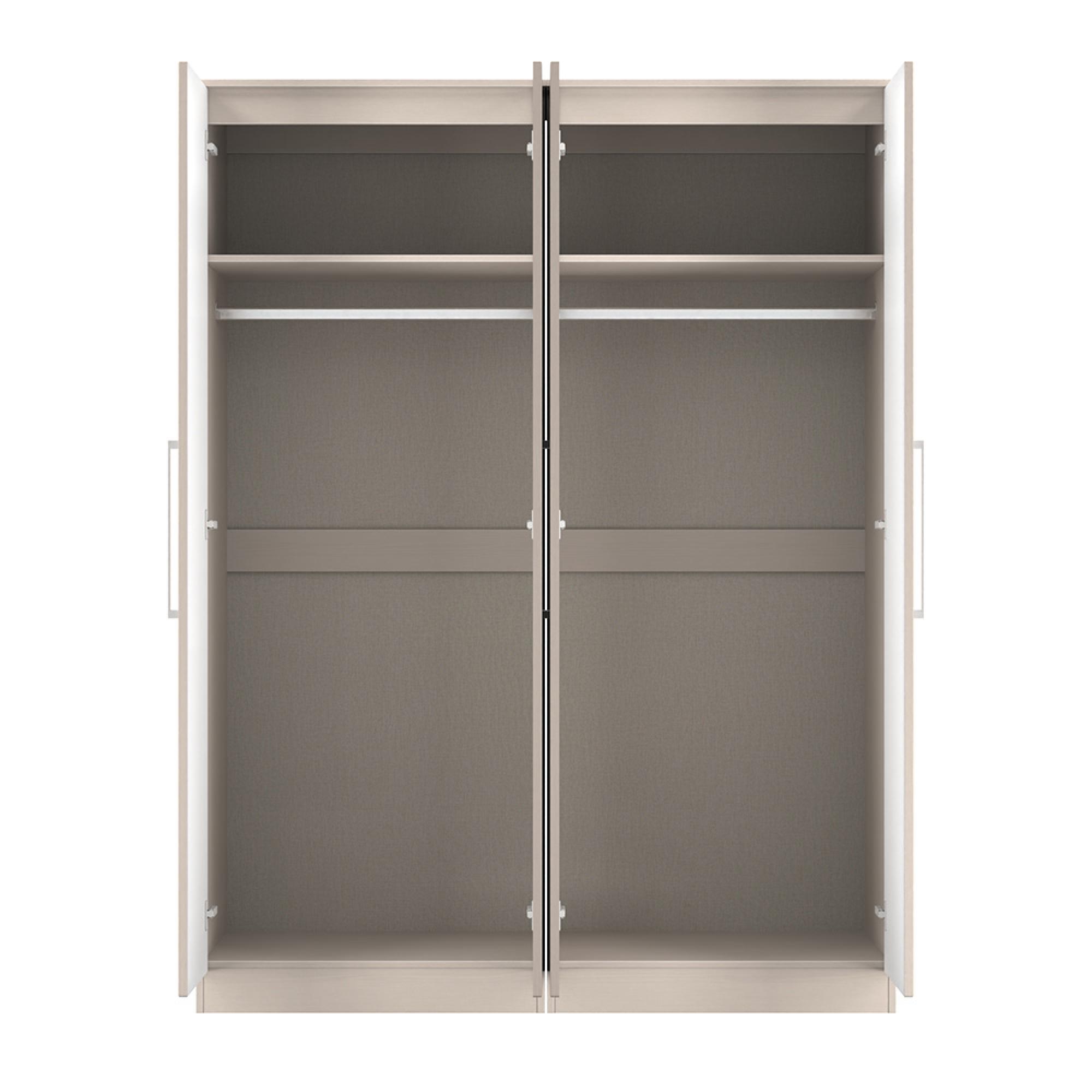 York Wardrobe - 4 Door - Tall - Mirror - Cashmere