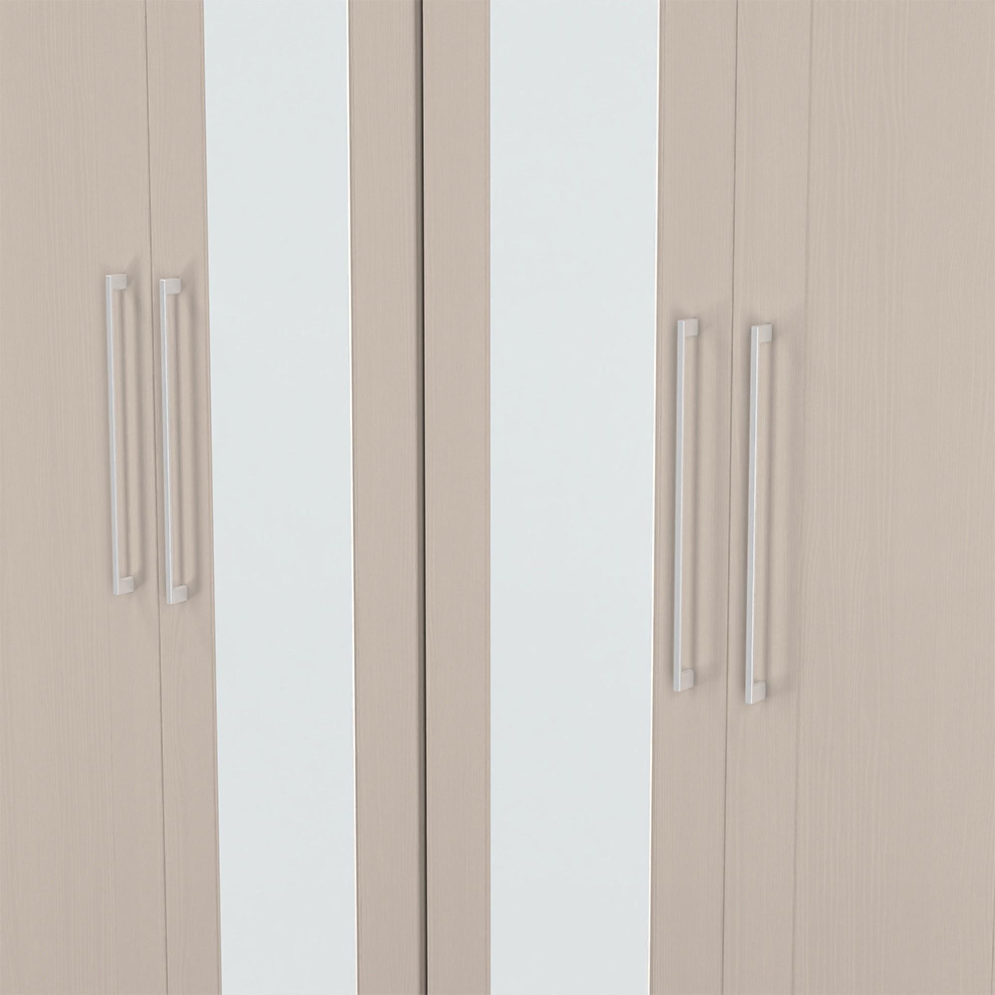 York Wardrobe - 4 Door - Tall - Mirror - Cashmere