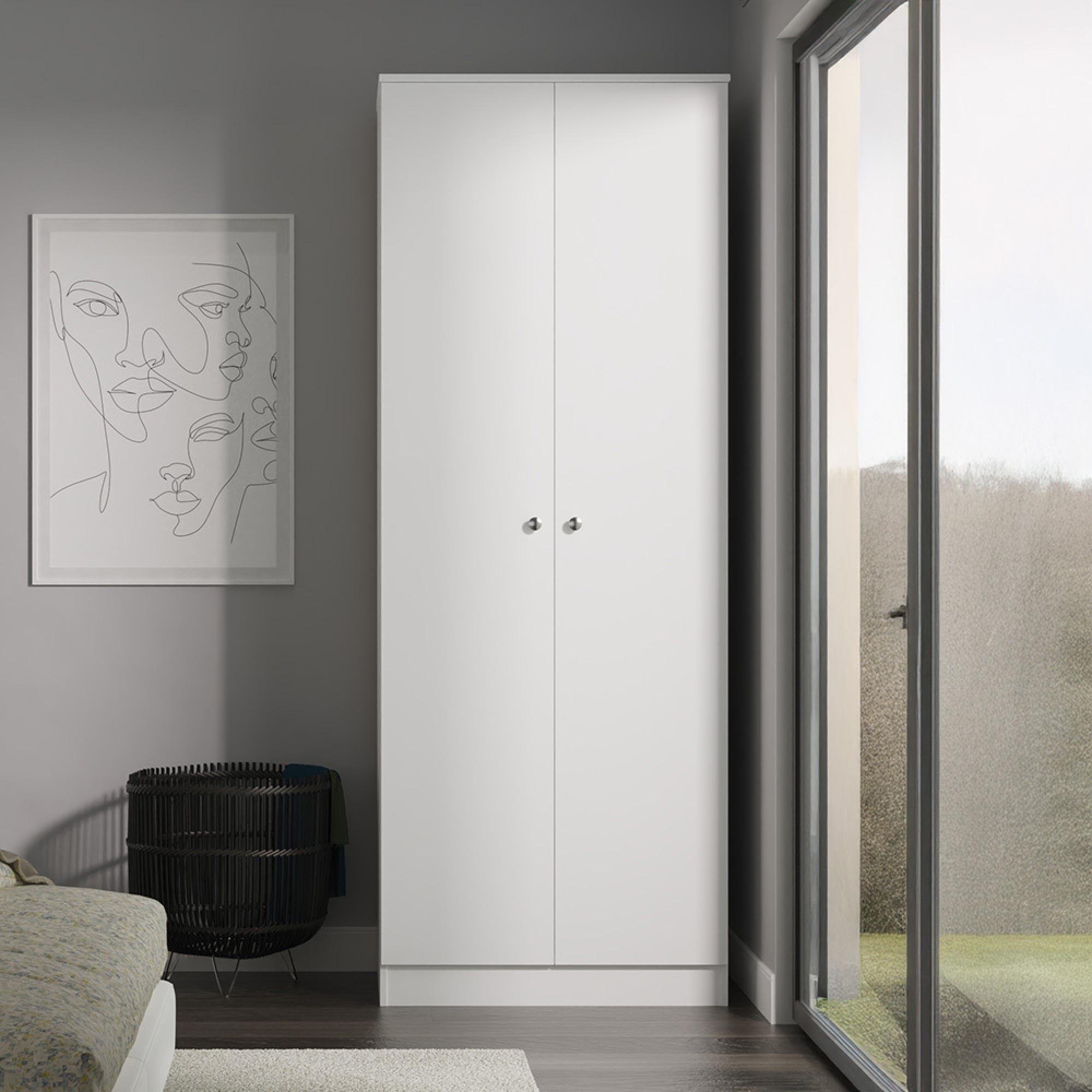 Yarmouth Wardrobe - 2 Door - Tall - White Matt