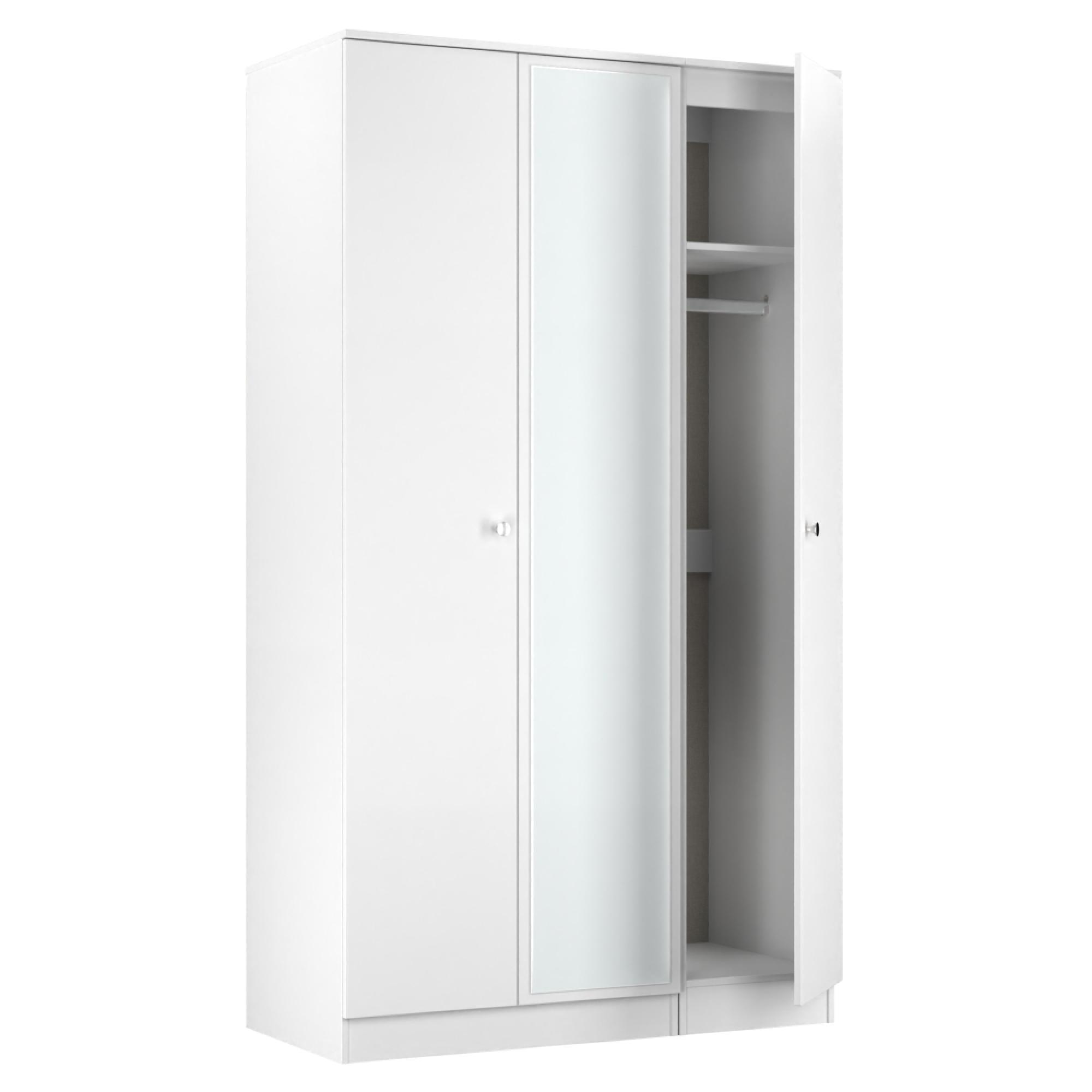 Yarmouth Wardrobe - 3 Door - 1 Mirror - Combi Triple - White Matt