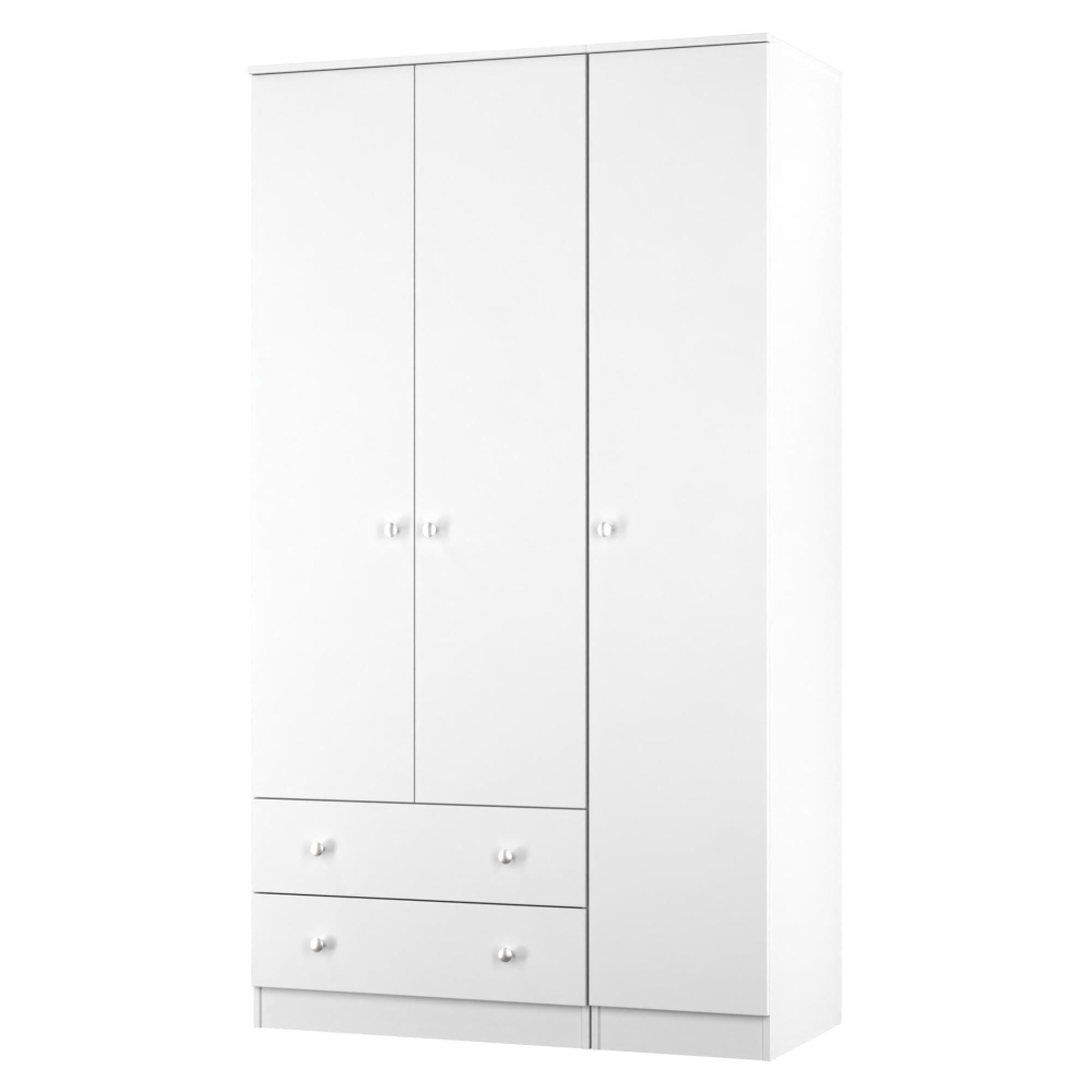 Yarmouth Wardrobe - 3 Door - 2 Drawer - Triple Robe - White Matt
