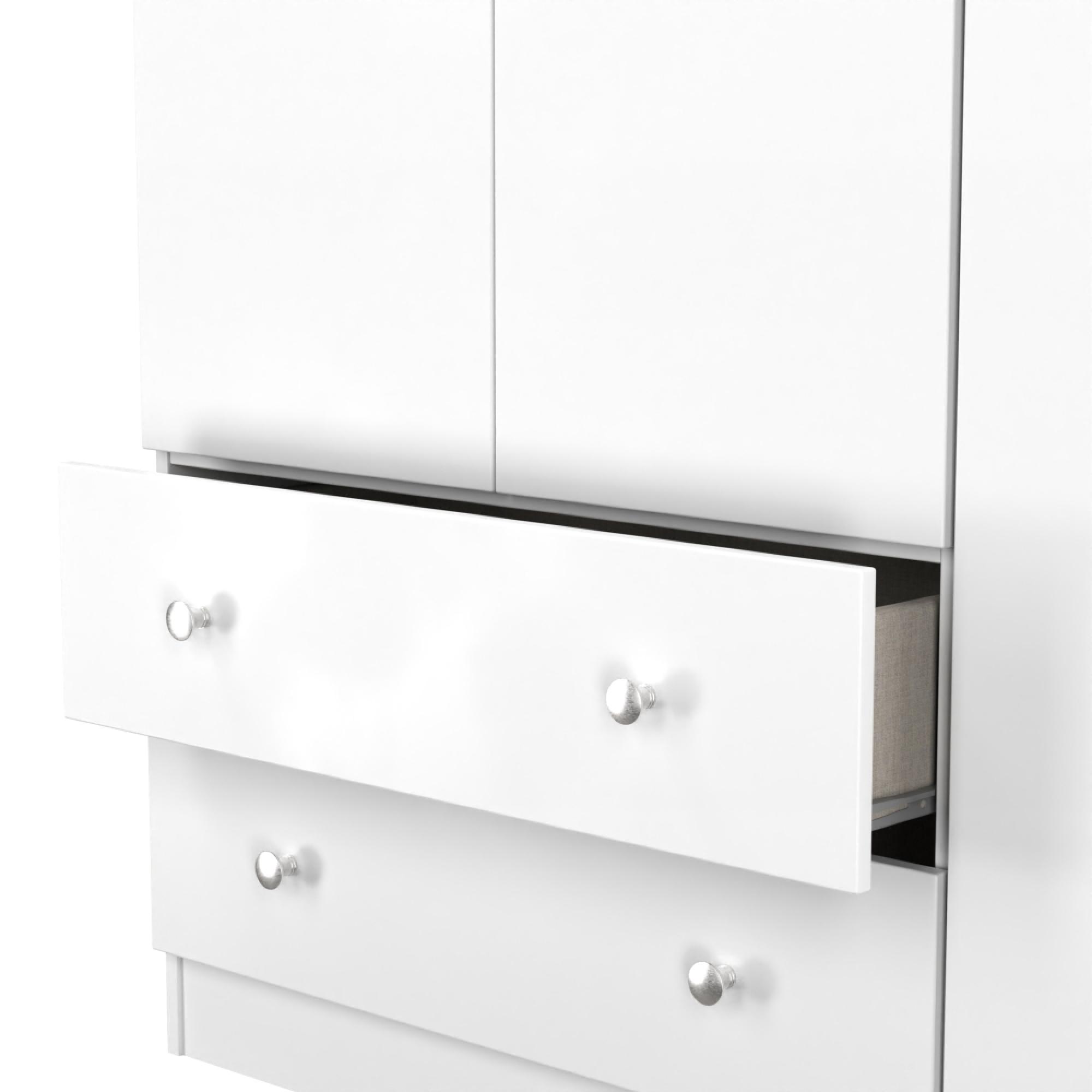 Yarmouth Wardrobe - 3 Door - 2 Drawer - Triple Robe - White Matt