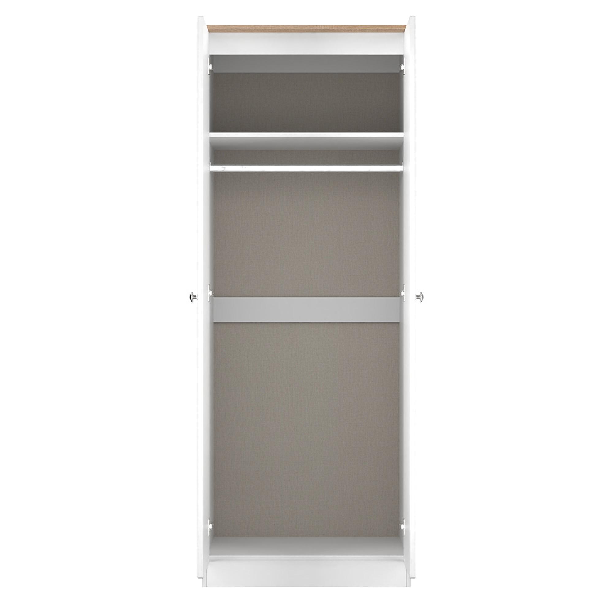 Sussex Wardrobe - 2 Door - Plain - Tall - White and Oak