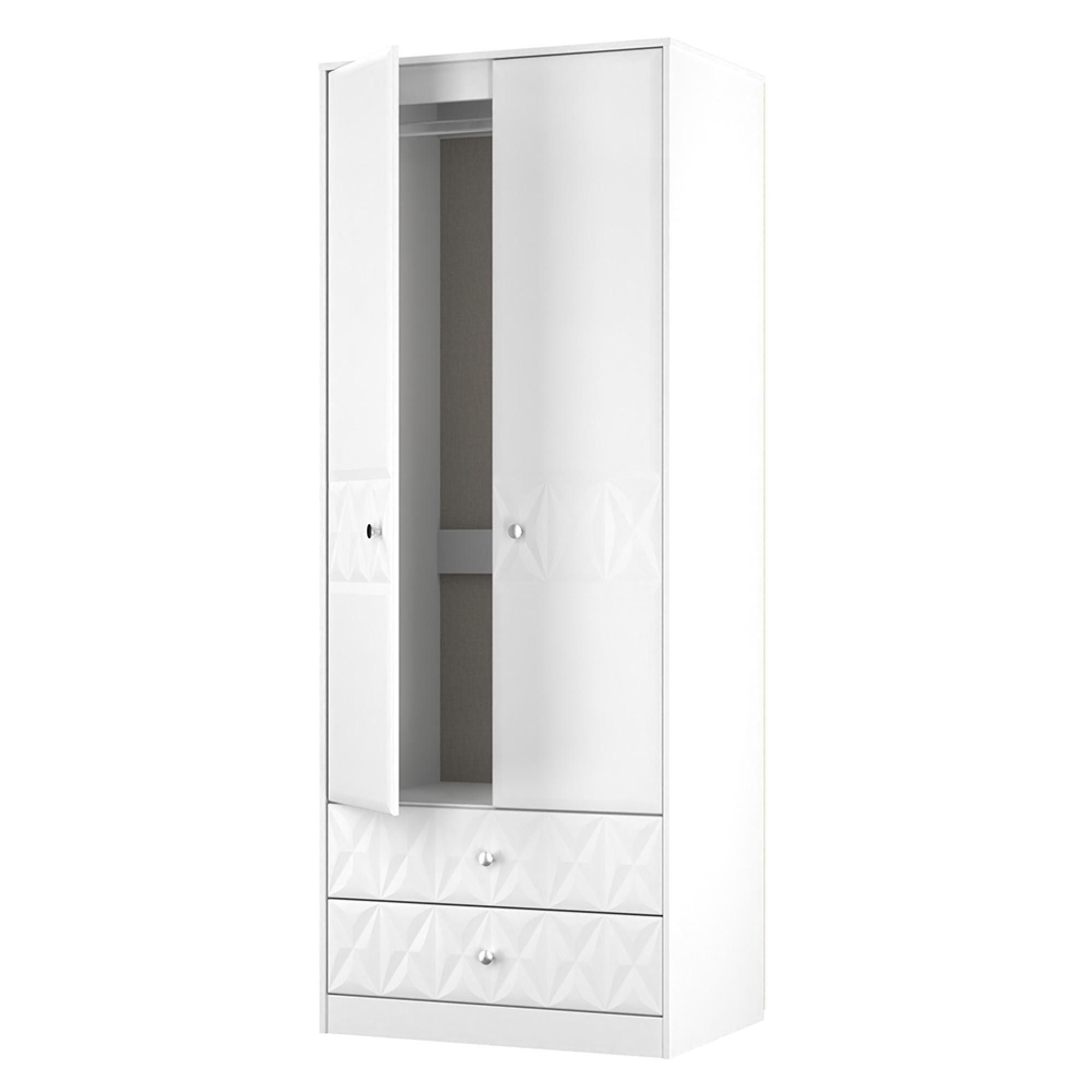 San Jose Wardrobe - 2 Door - 2 Drawer - Tall - White