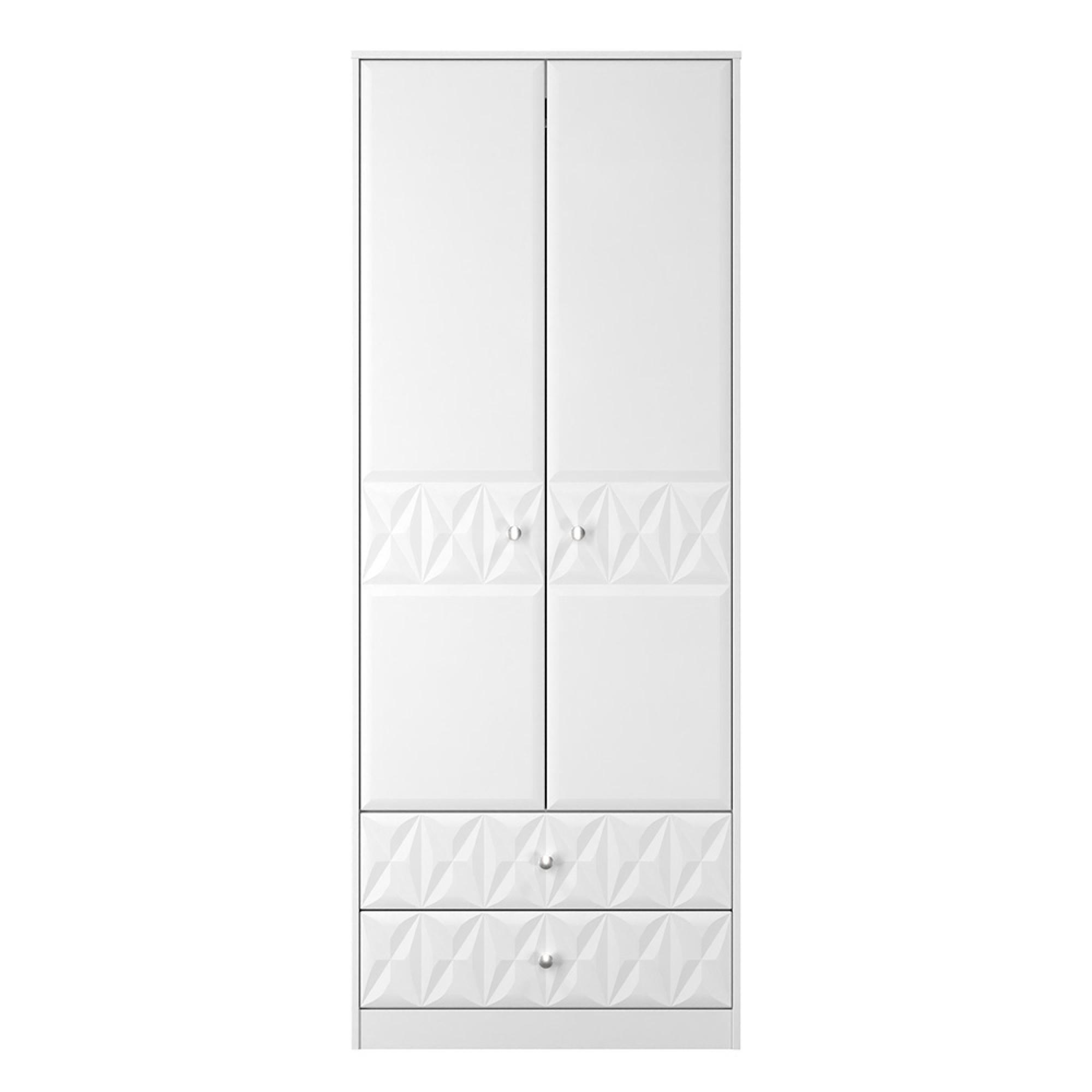 San Jose Wardrobe - 2 Door - 2 Drawer - Tall - White