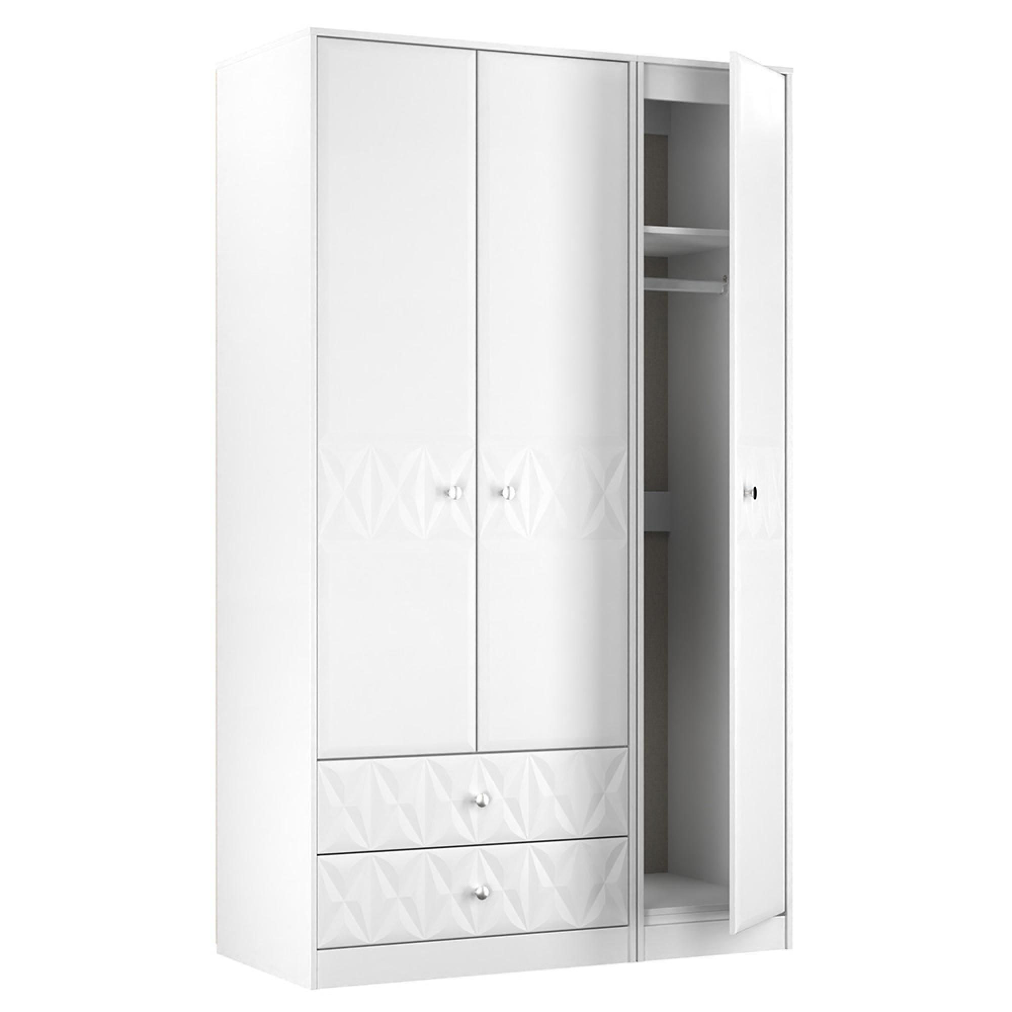 San Jose Wardrobe - 3 Door - LHF 2 Drawers - Triple - Tall - White