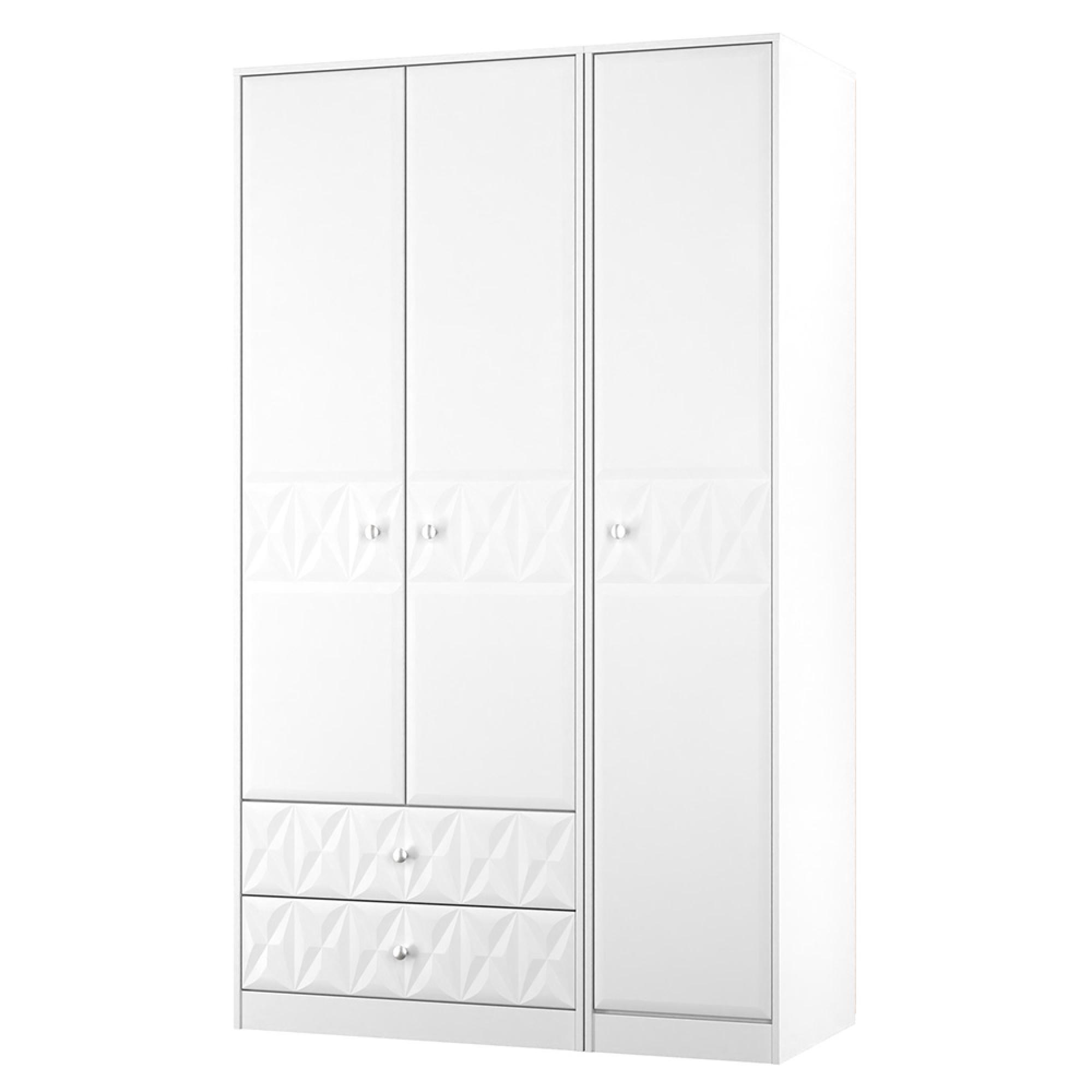 San Jose Wardrobe - 3 Door - LHF 2 Drawers - Triple - Tall - White