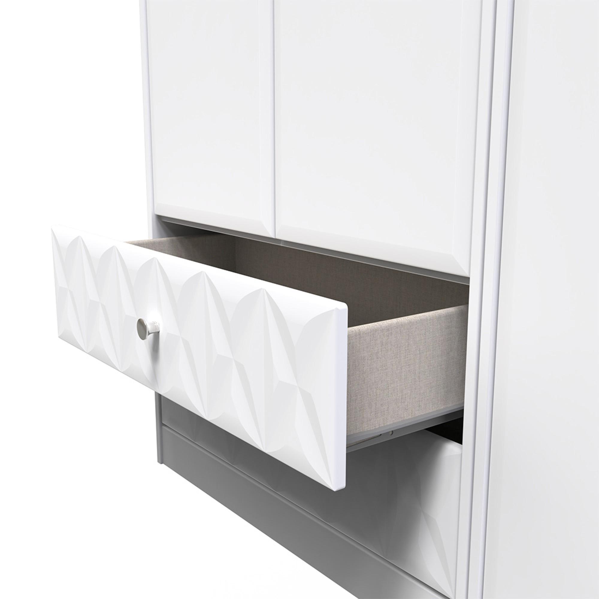 San Jose Wardrobe - 3 Door - LHF 2 Drawers - Triple - Tall - White