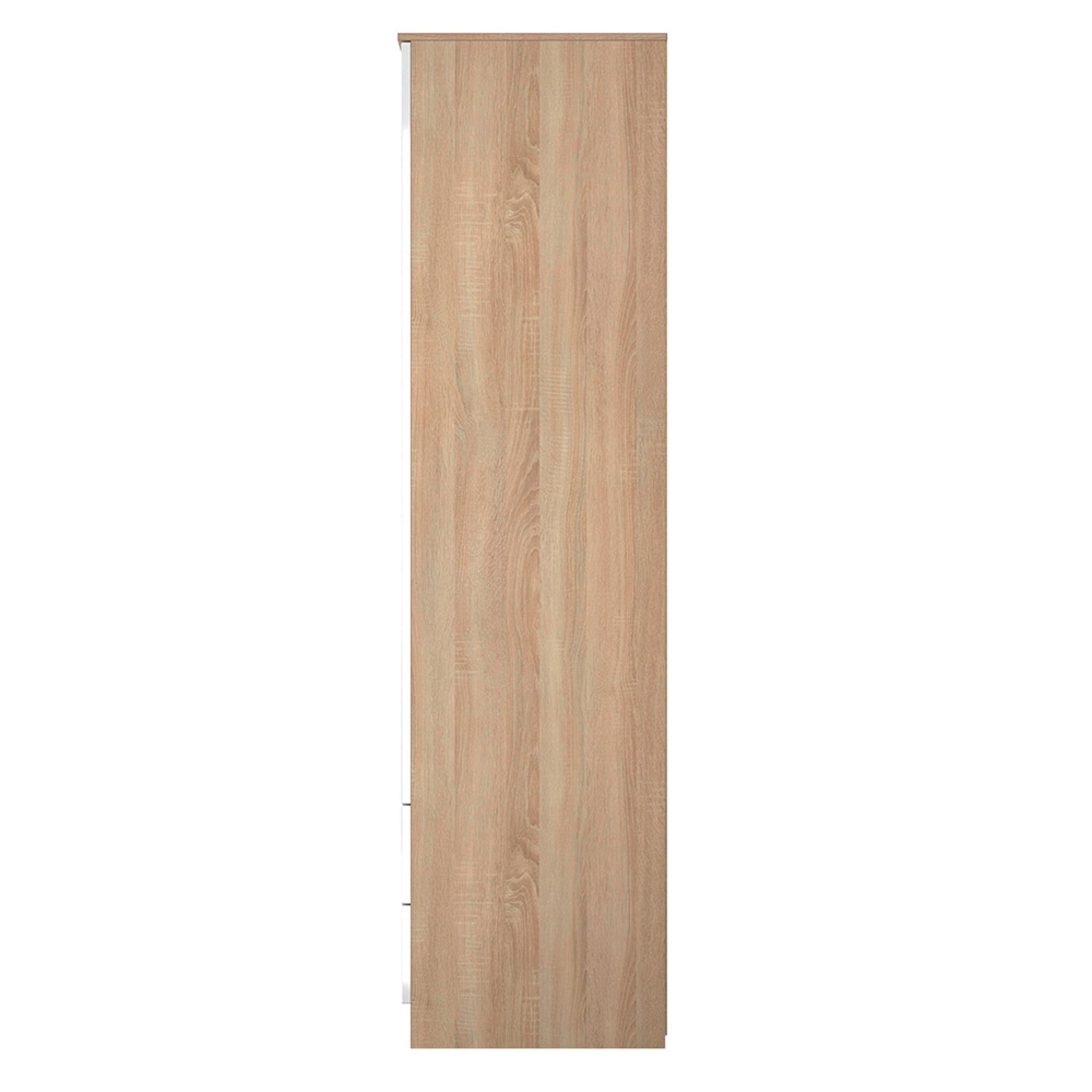 Milan Wardrobe - 2 Door - 2 Drawer - Double - White Gloss and Oak