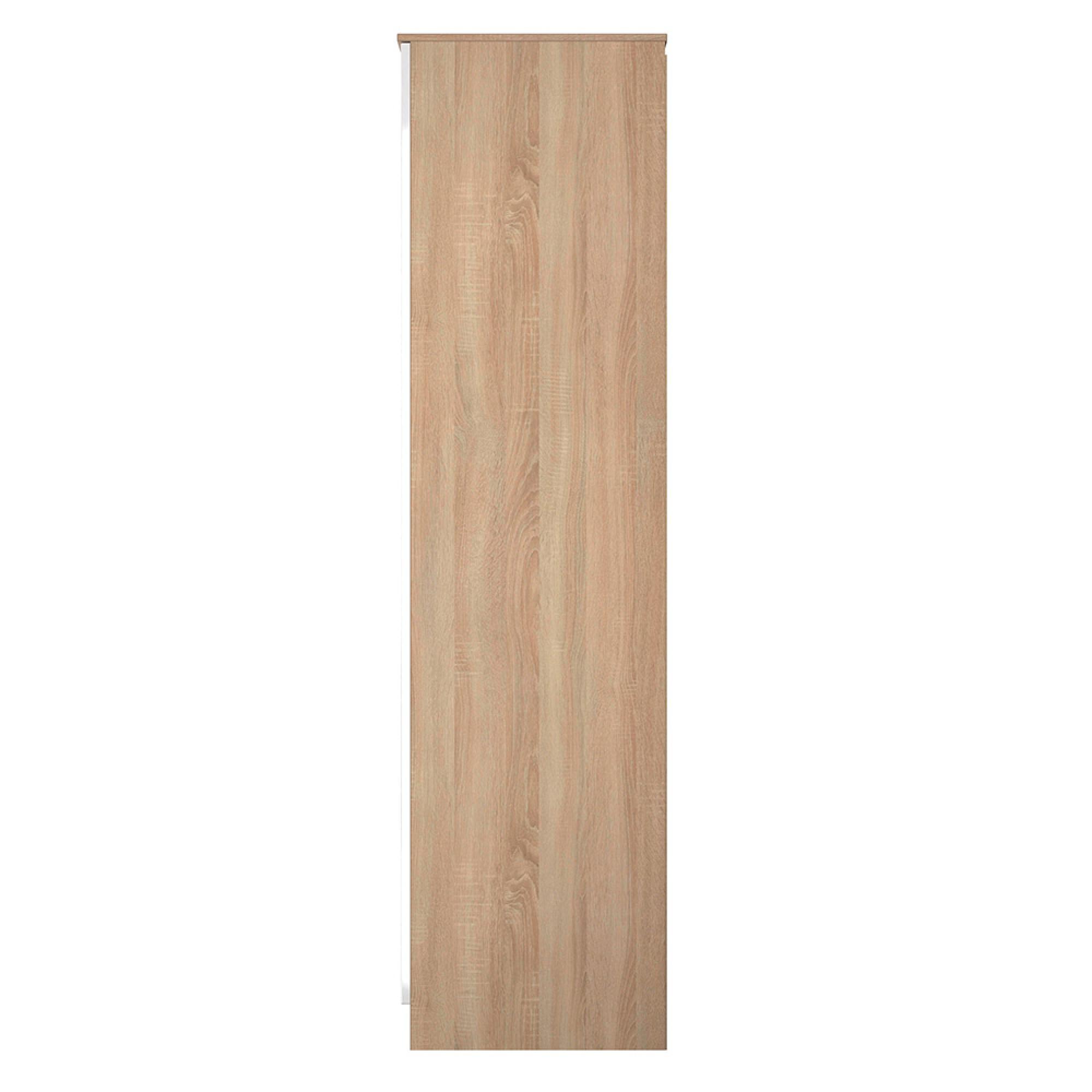 Milan Wardrobe - 2 Door - Plain - Tall - White Gloss and Oak